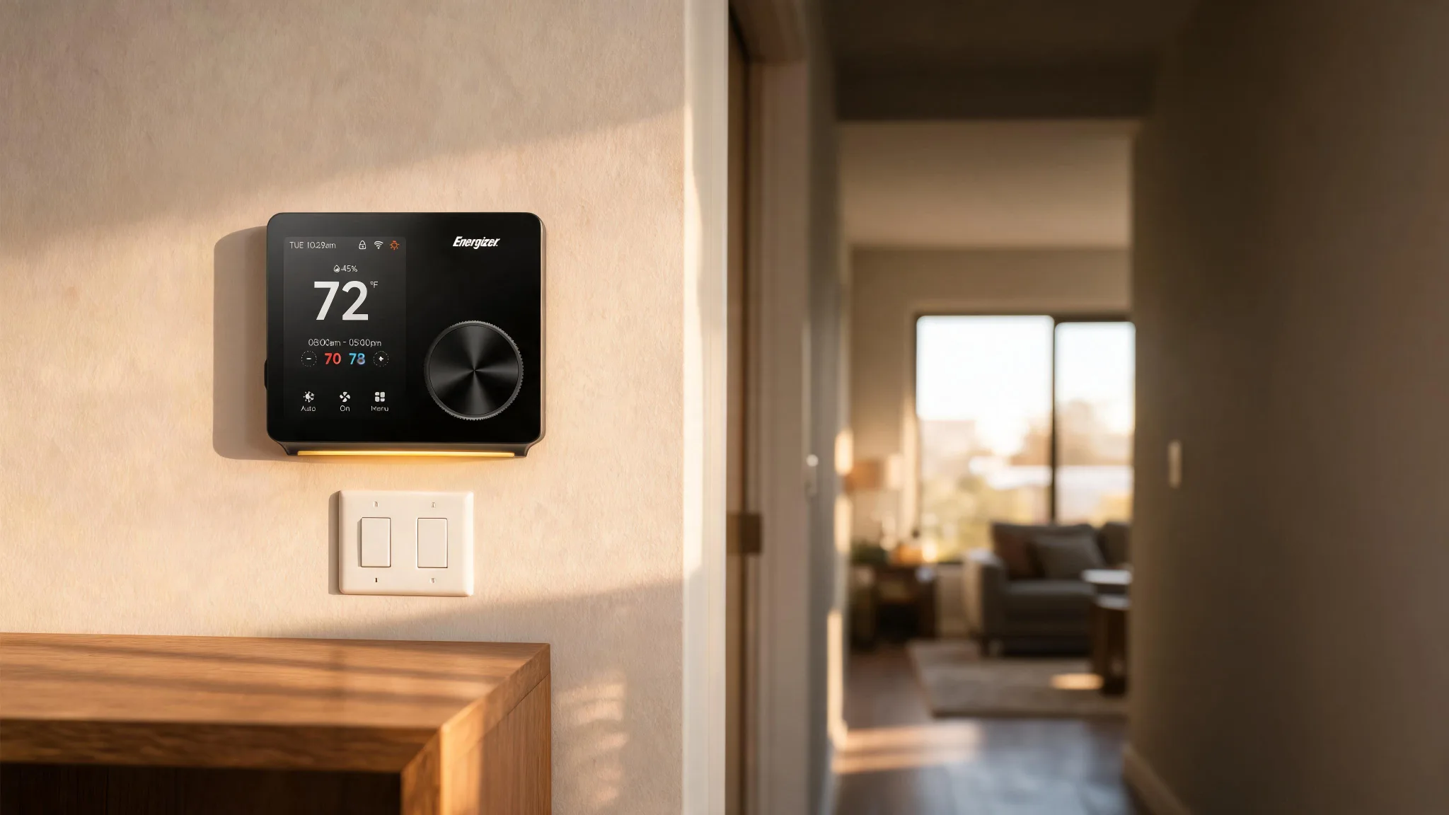 Energizer Connect Smart 5GHz Wi-Fi Programmable Thermostat with LCD Touchscreen and Voice/App Control in Black - Scene 5