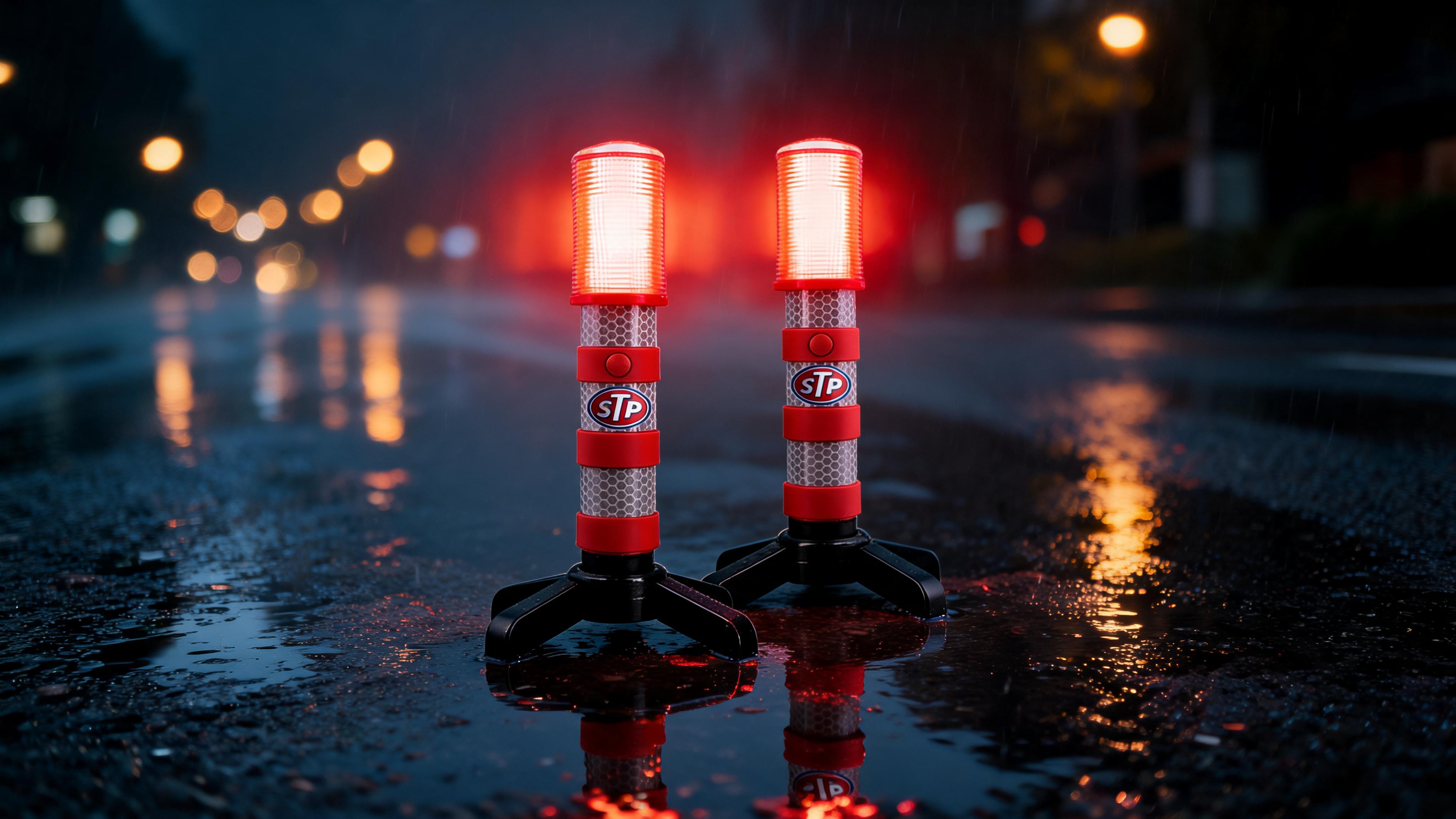 Emergency LED Road Flares, 3 Separate Lighting Modes, Battery-Powered - Scene 4