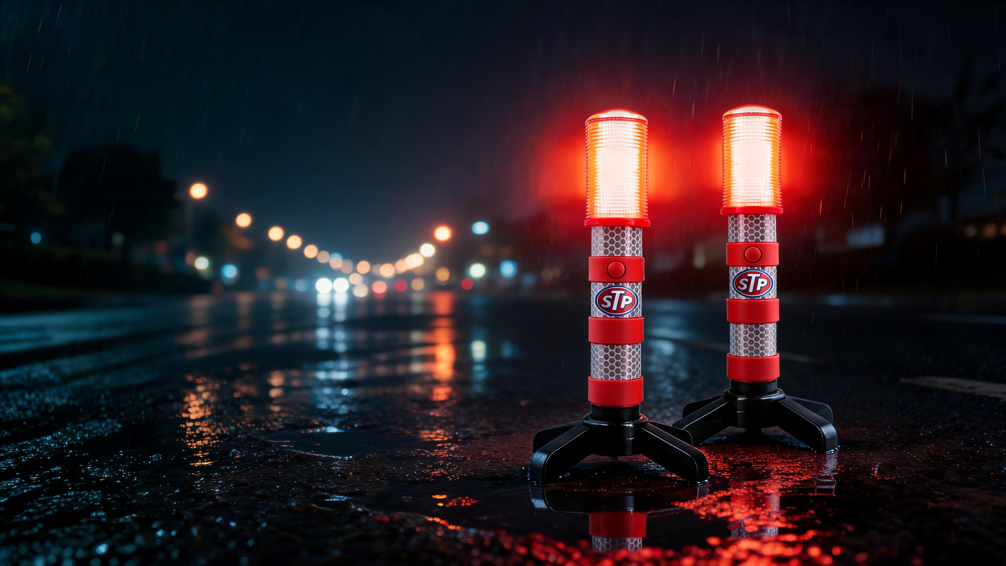 Emergency LED Road Flares, 3 Separate Lighting Modes, Battery-Powered - Scene 8