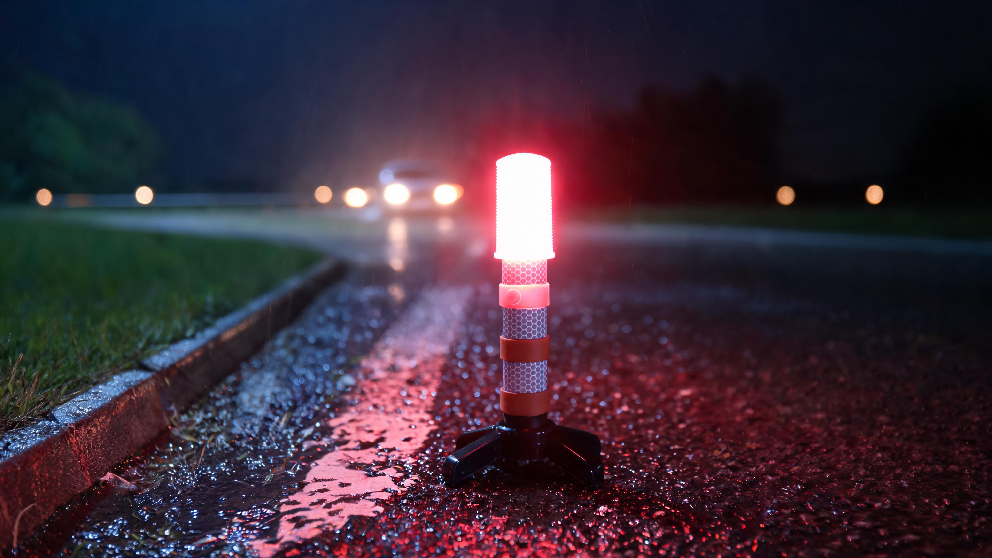 Emergency LED Road Flares, 3 Separate Lighting Modes, Battery-Powered - Scene 5