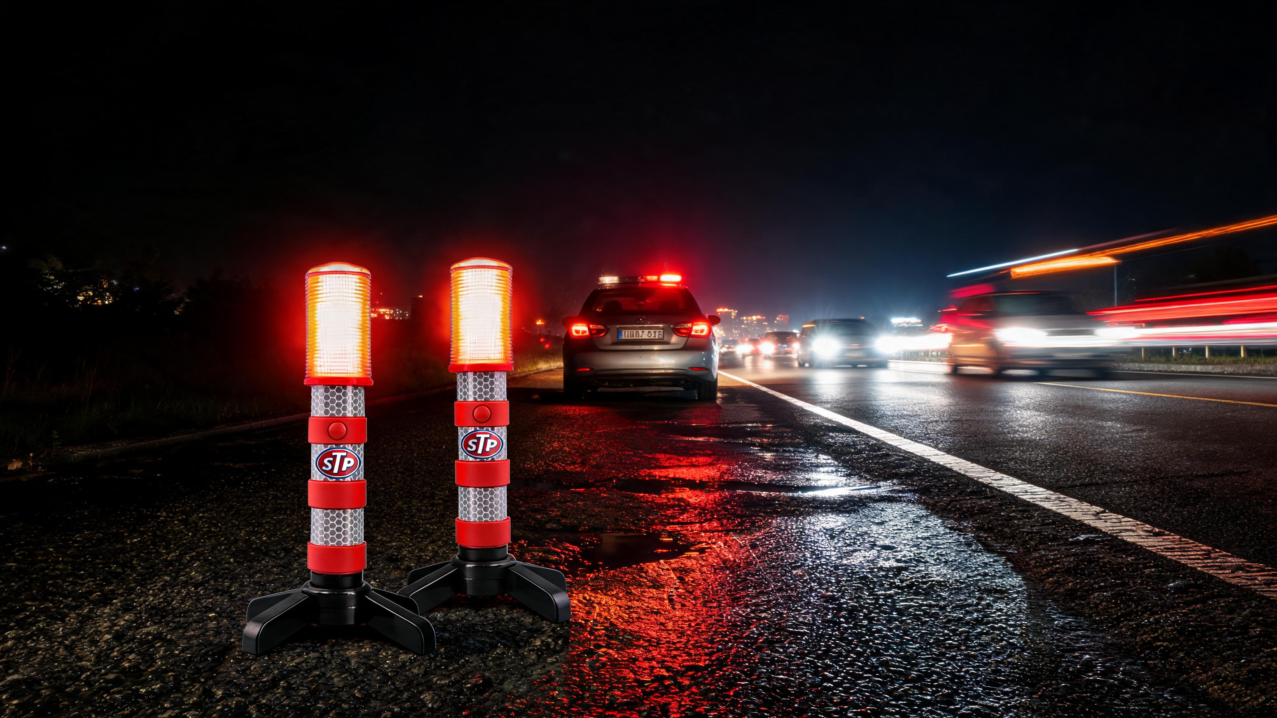 Emergency LED Road Flares, 3 Separate Lighting Modes, Battery-Powered - Scene 7
