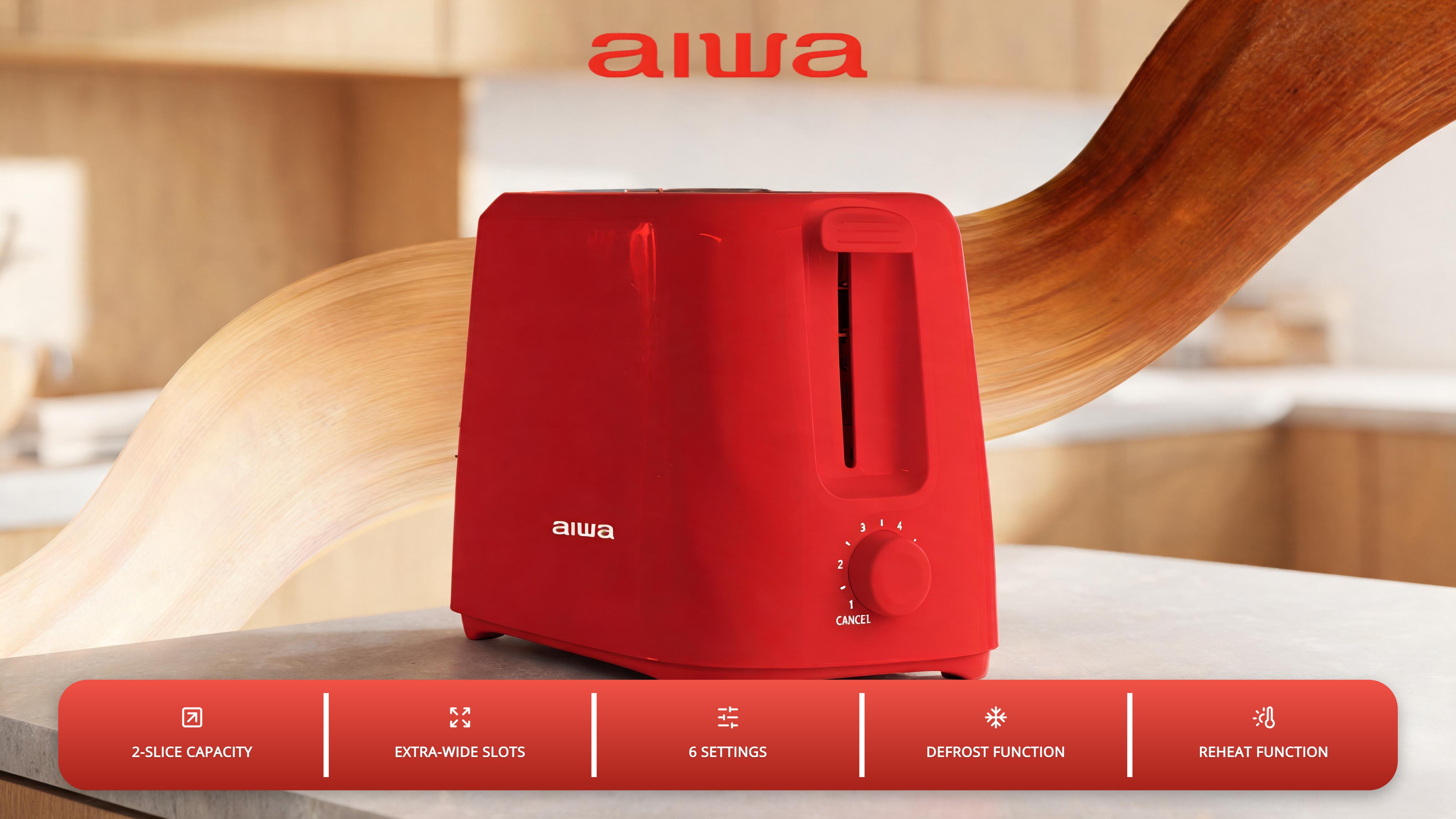 Aiwa 2-Slice Toaster: Wide Slot, 6 Settings, and Easy Cleanup for Perfect Toast Every Time hero video