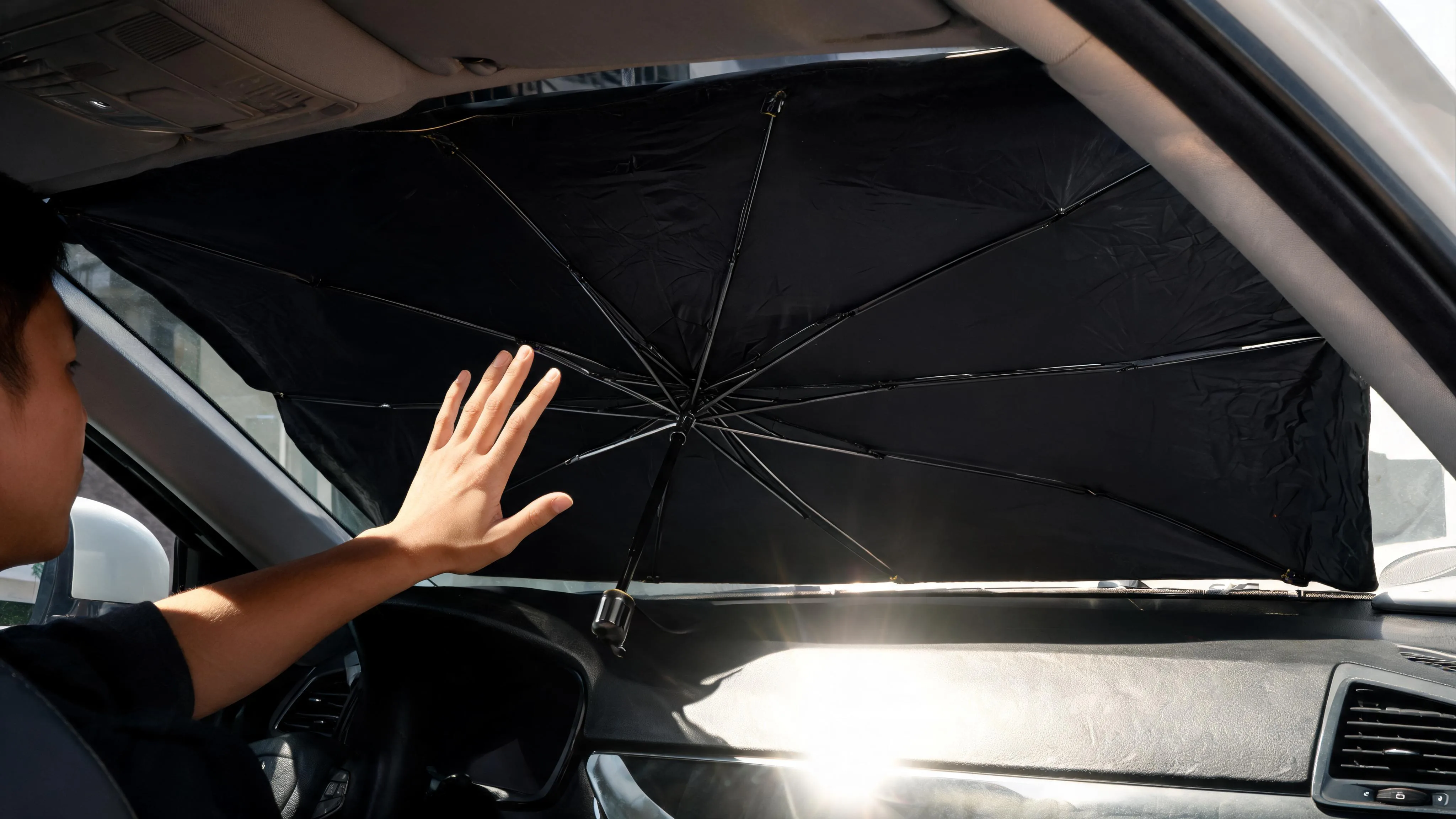 Xtreme Auto Pop-up Car Sunshade Umbrella for Windshield - Daily Sun Protection, Compact & Easy Storage, Reflective Material, Fits Most Vehicles - Scene 4