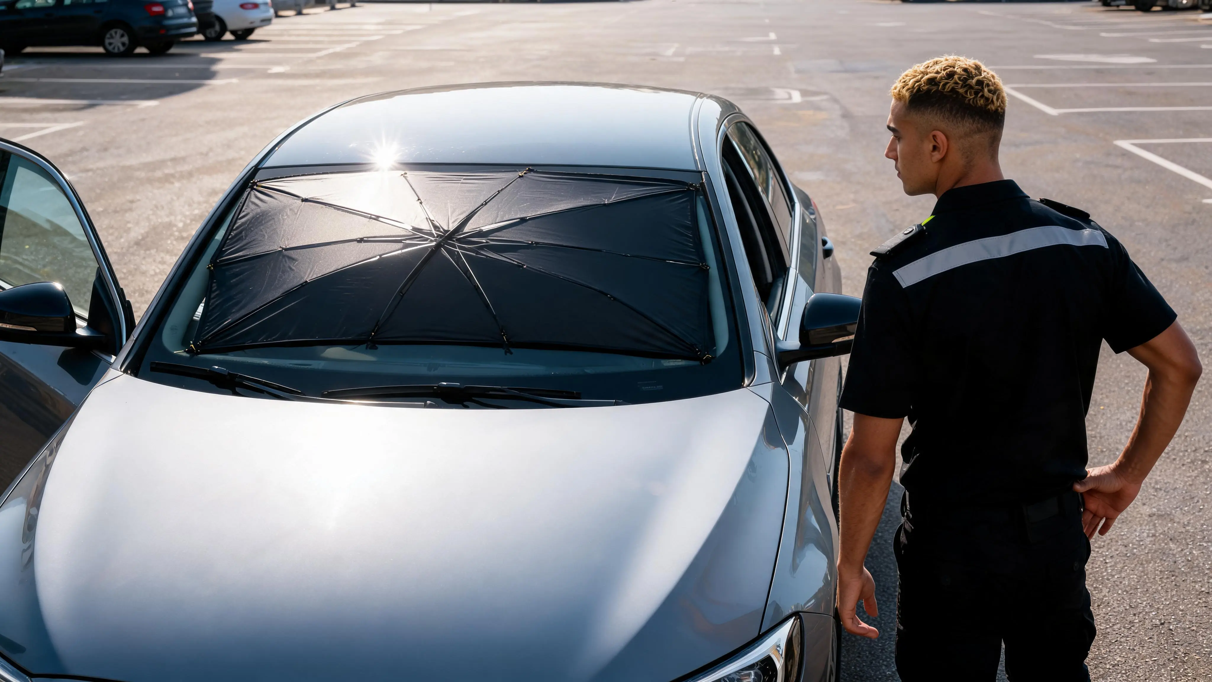 Xtreme Auto Pop-up Car Sunshade Umbrella for Windshield - Daily Sun Protection, Compact & Easy Storage, Reflective Material, Fits Most Vehicles - Scene 5