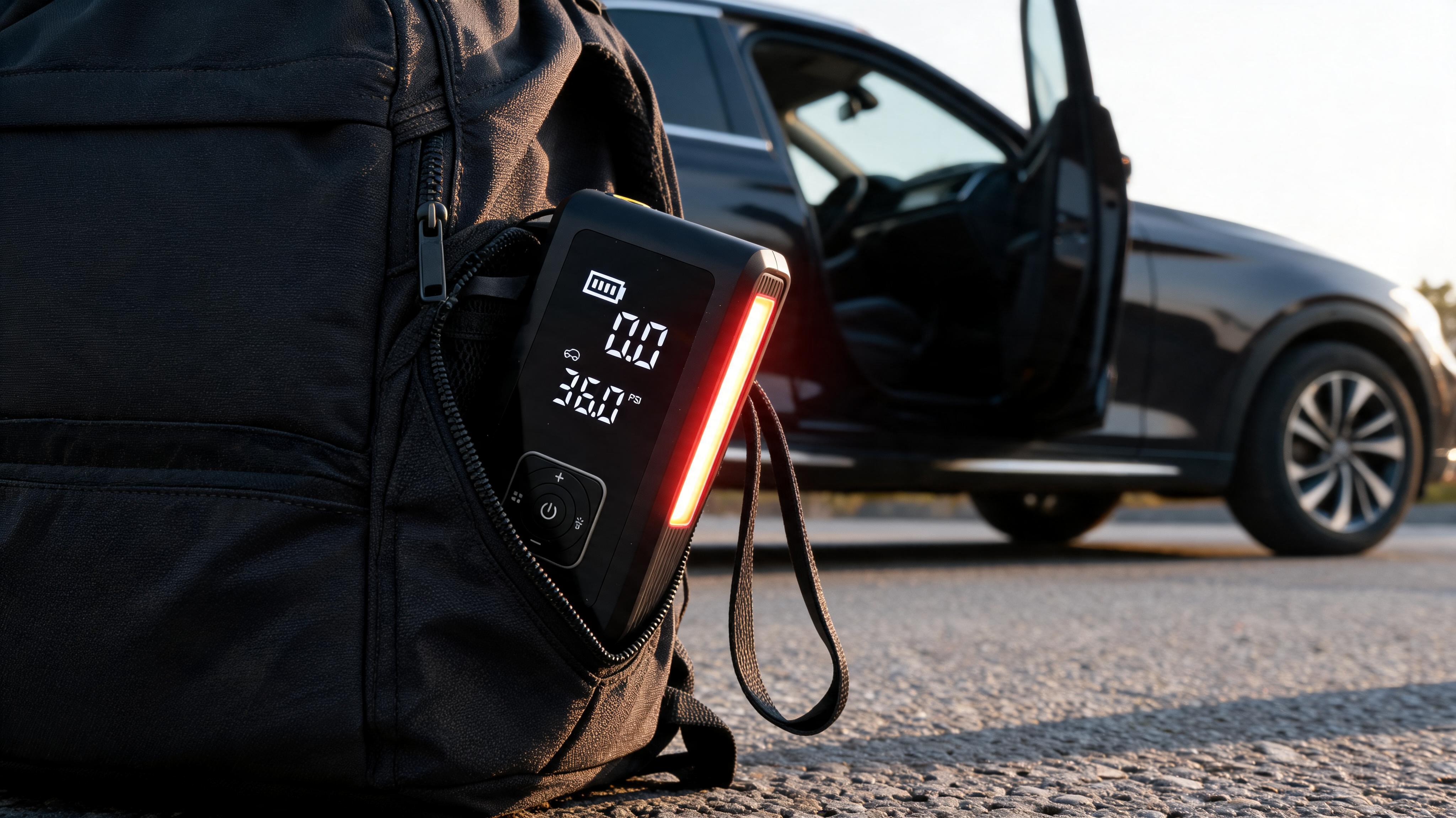 4-in-1 Jump Starter with Air Compressor, 1000 Peak Amps Car Battery Booster, 150 PSI Tire Inflator, 8000mAh Portable Power Bank, LED Flashlight - Scene 3
