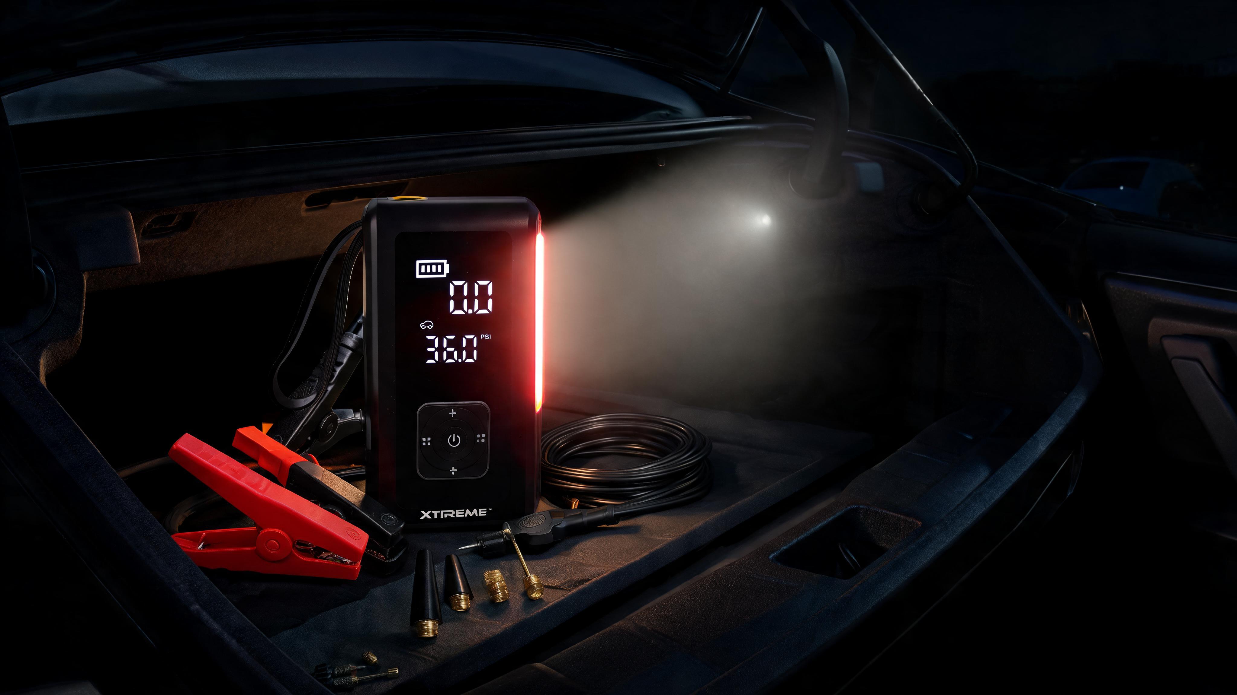 4-in-1 Jump Starter with Air Compressor, 1000 Peak Amps Car Battery Booster, 150 PSI Tire Inflator, 8000mAh Portable Power Bank, LED Flashlight - Scene 7