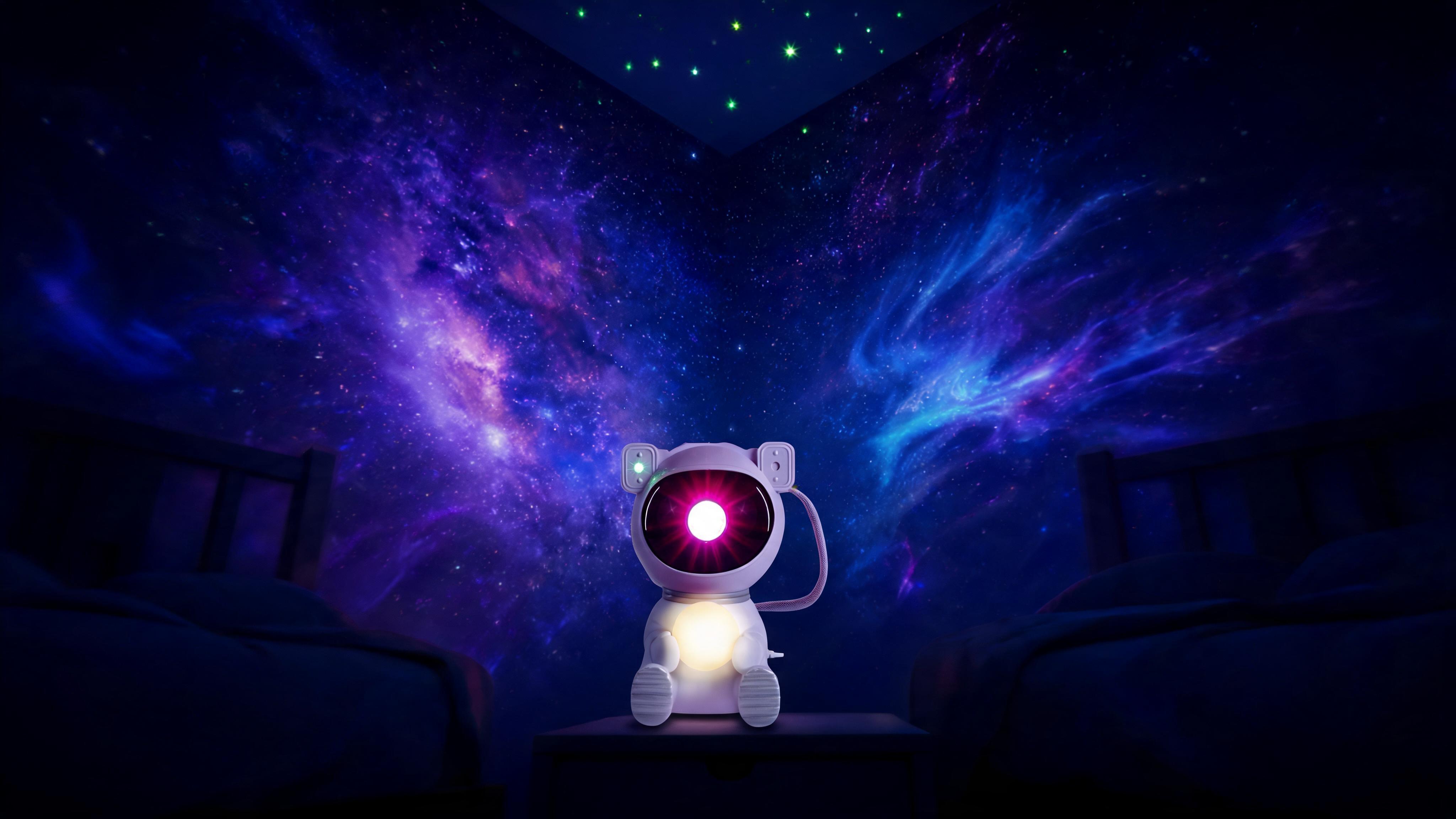 Astronaut Galaxy Projector Light with Remote Control – 8 Flowing Nebula Scenes, Adjustable Brightness & 360° Rotating Head - Slide 4