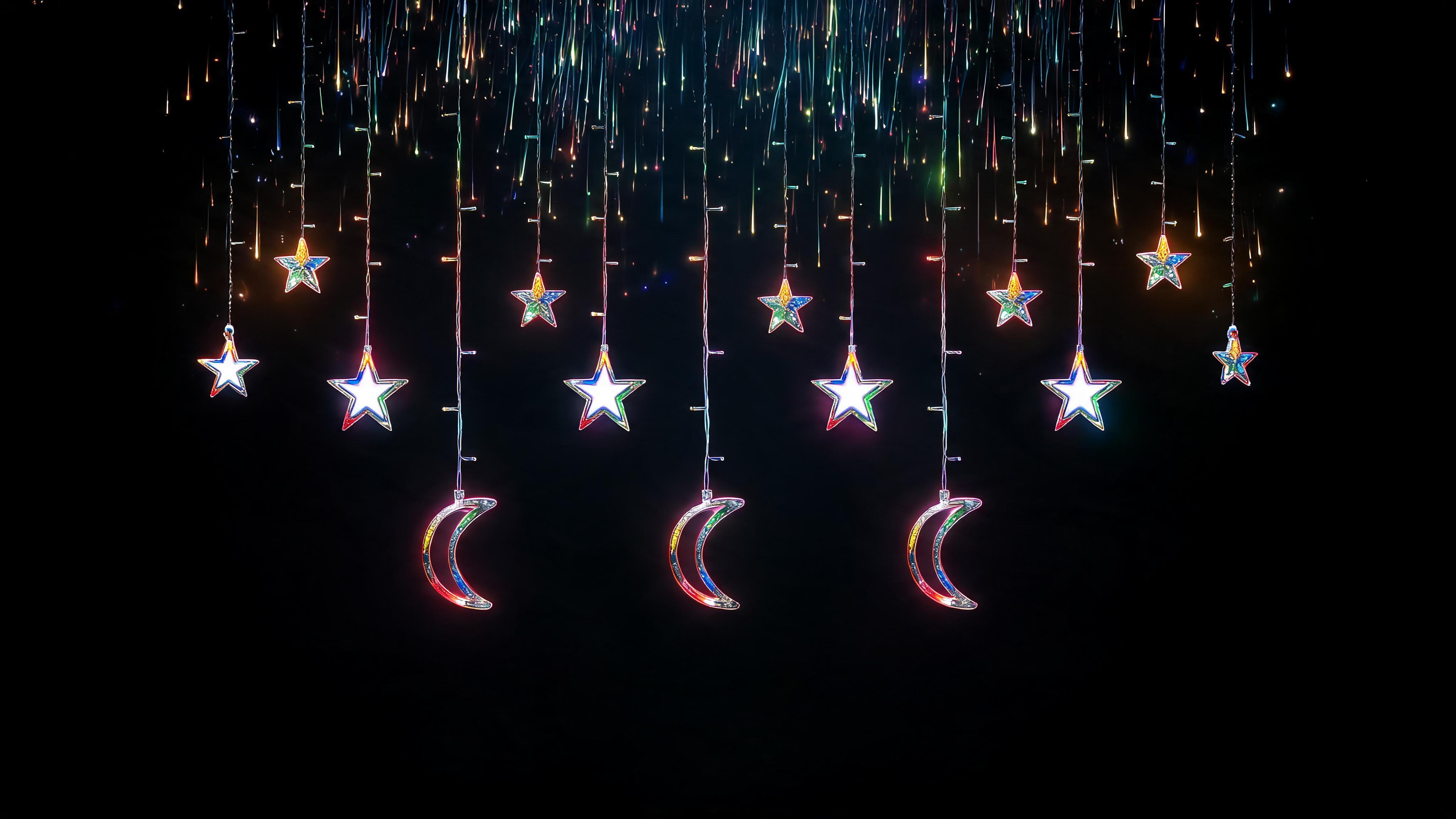 Xtreme Multicolor Moon & Star Curtain Lights, 8ft RGB LED Window String Lights with Solid & Blinking Modes, Celestial Glow Hanging Fairy Lights for Bedroom, Living Room, Holiday Wall Decor