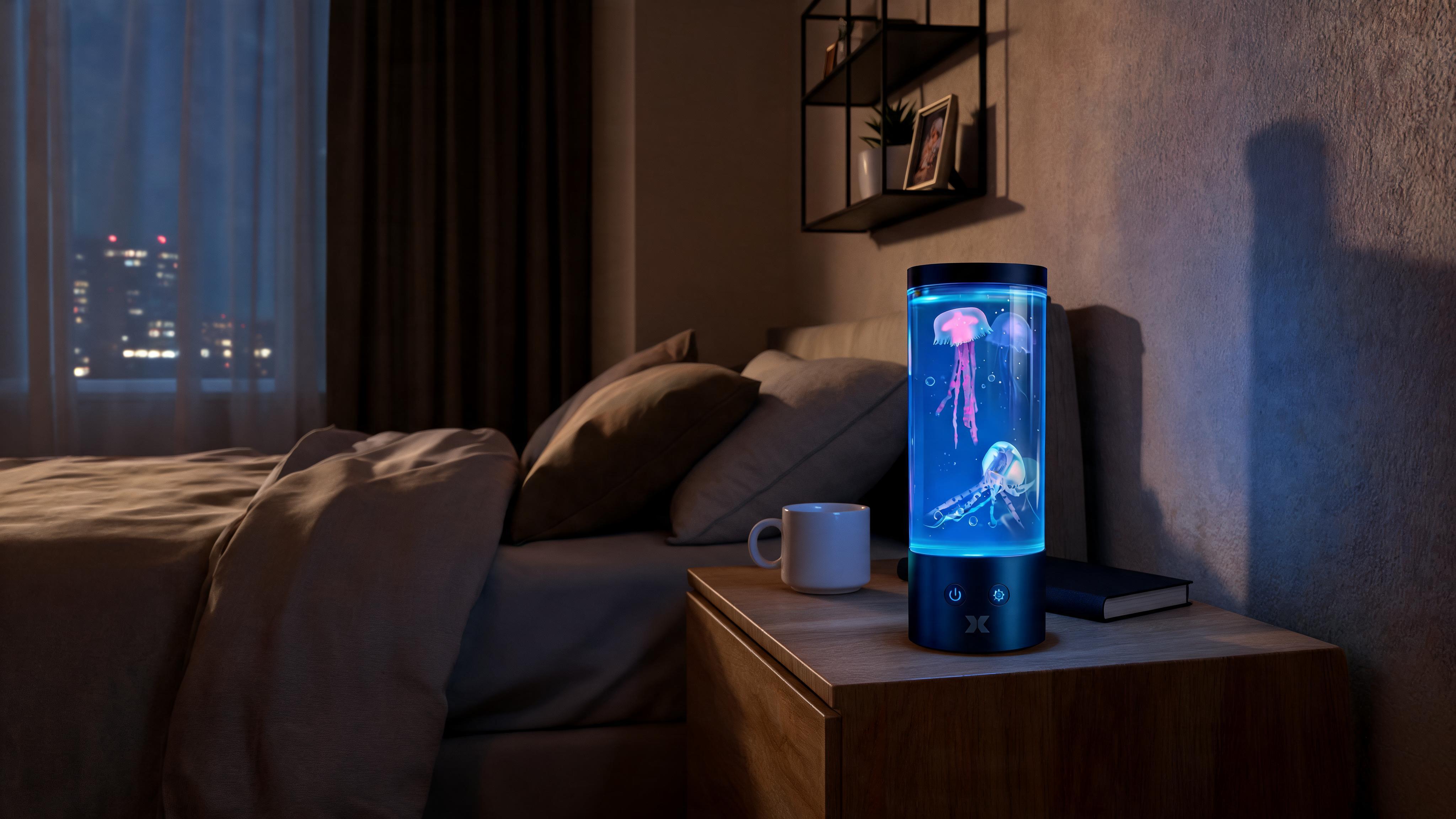 Jellyfish Mood Lamp, Color-Changing LED Aquarium Night Light with Moving Jellyfish, Ambient Desktop Light for Home, Office & Gaming Setup - Slide 3