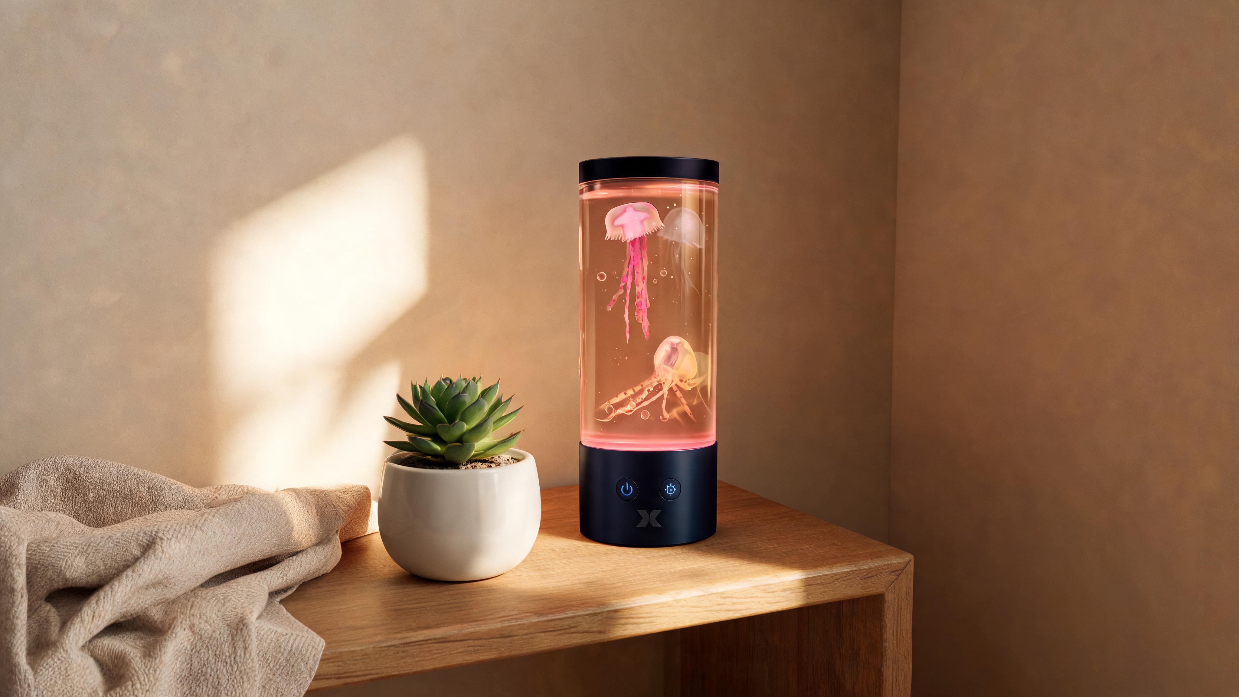 Jellyfish Mood Lamp, Color-Changing LED Aquarium Night Light with Moving Jellyfish, Ambient Desktop Light for Home, Office & Gaming Setup - Scene 5