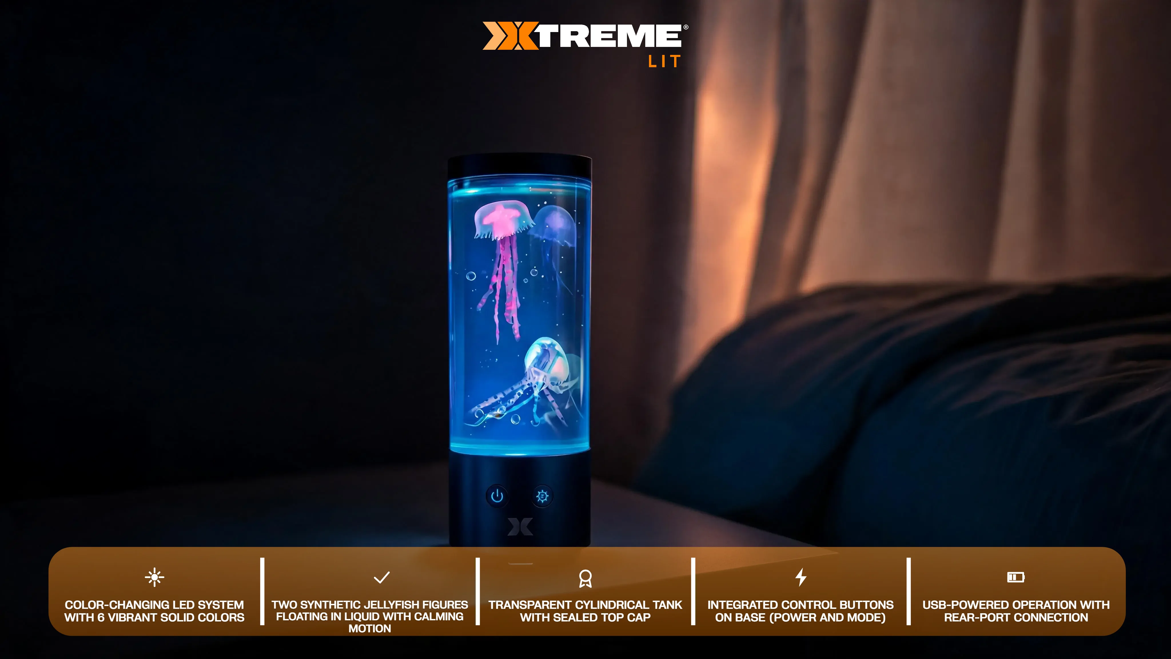 Jellyfish Mood Lamp, Color-Changing LED Aquarium Night Light with Moving Jellyfish, Ambient Desktop Light for Home, Office & Gaming Setup hero video