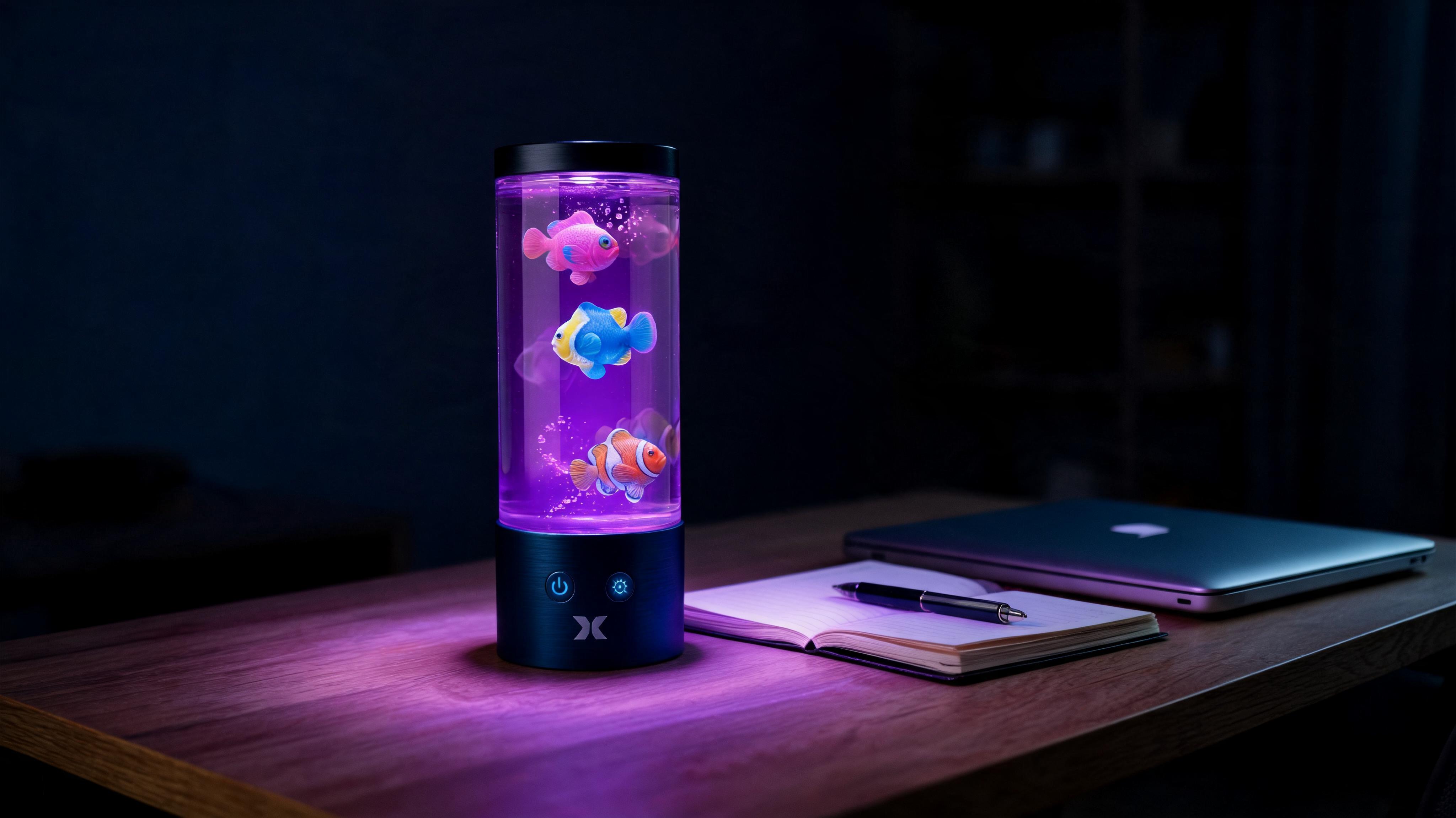 Xtreme Tropical Fish Mood Lamp, Color-Changing LED Aquarium Night Light with Moving Fish, Vibrant Mood Lighting for Home & Office