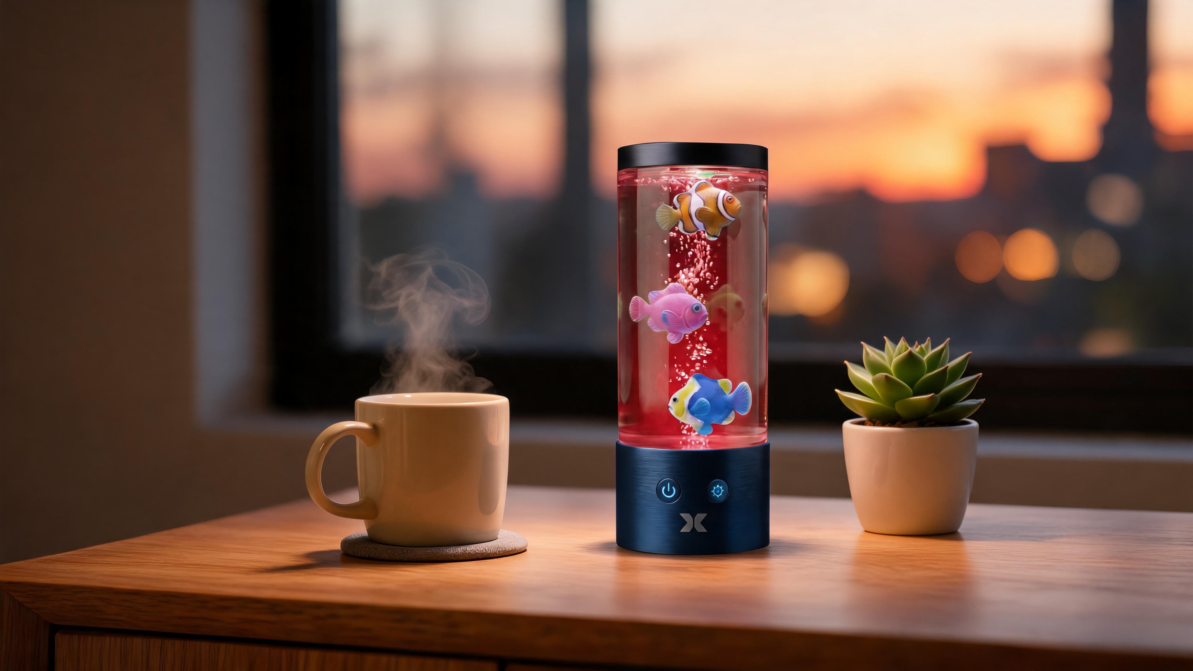 Tropical Fish Mood Lamp, Color-Changing LED Aquarium Night Light with Moving Fish, Vibrant Mood Lighting for Home & Office - Slide 3