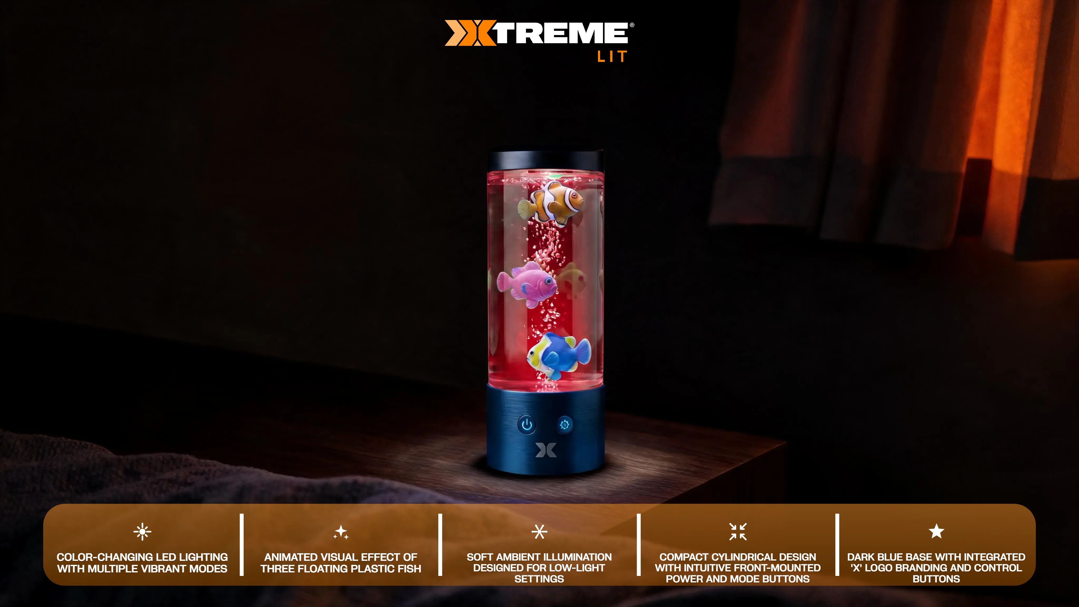 Tropical Fish Mood Lamp, Color-Changing LED Aquarium Night Light with Moving Fish, Vibrant Mood Lighting for Home & Office hero video