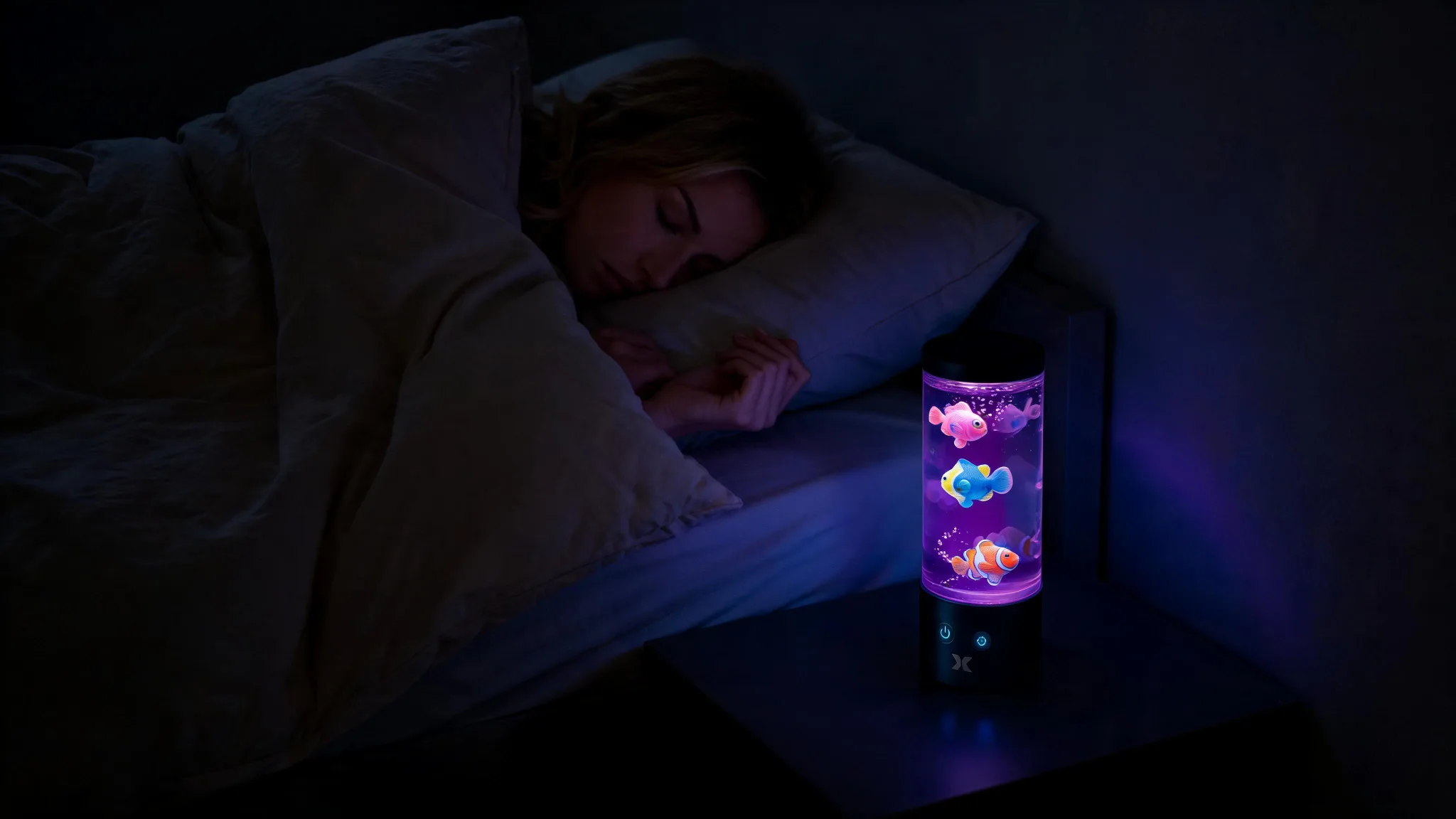 Tropical Fish Mood Lamp, Color-Changing LED Aquarium Night Light with Moving Fish, Vibrant Mood Lighting for Home & Office - Scene 4