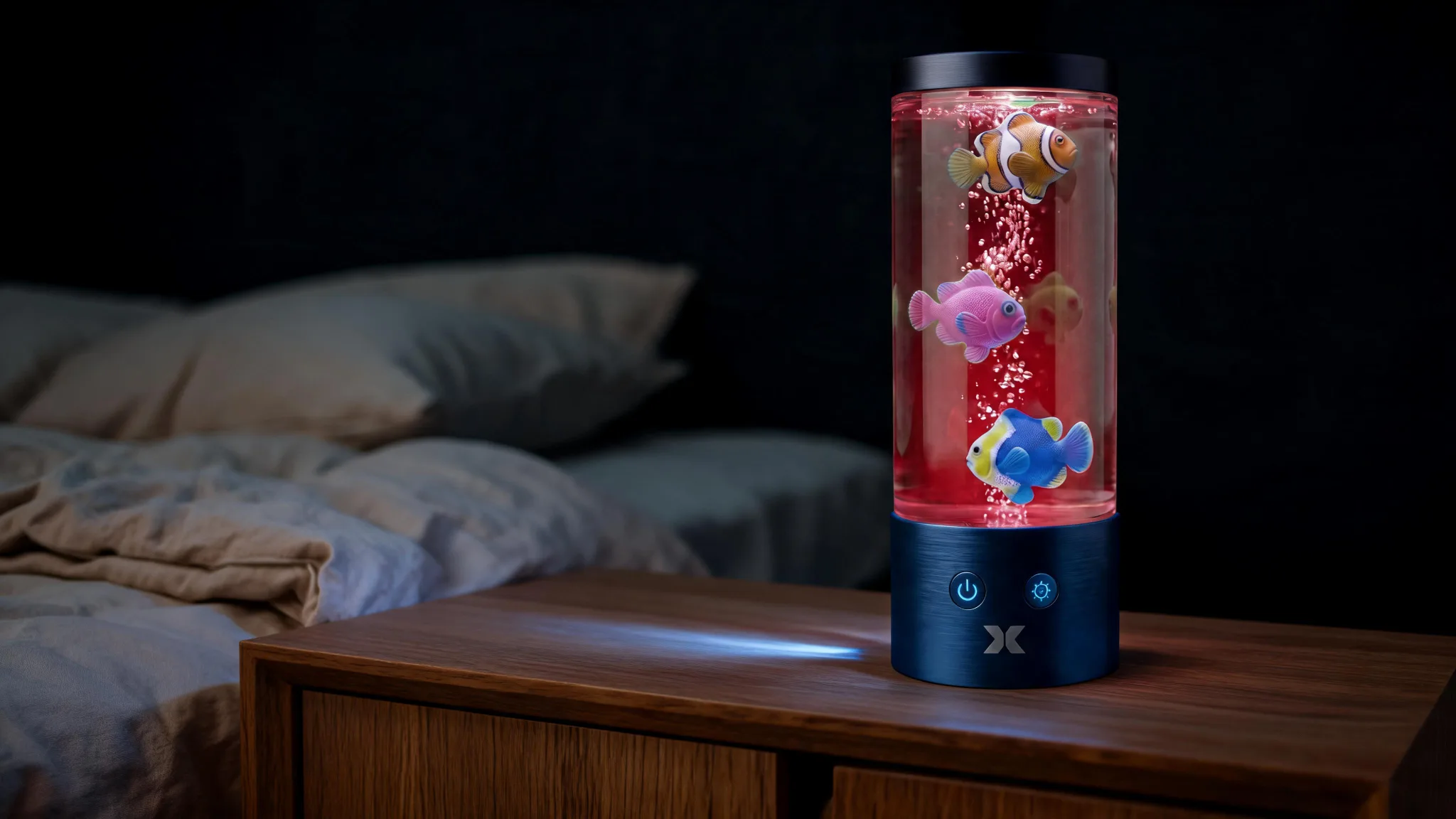 Tropical Fish Mood Lamp, Color-Changing LED Aquarium Night Light with Moving Fish, Vibrant Mood Lighting for Home & Office - Scene 7