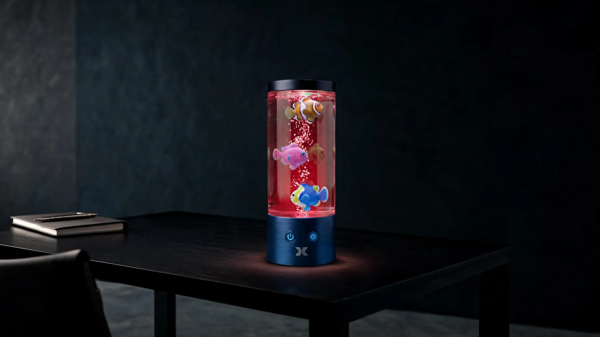 Tropical Fish Mood Lamp, Color-Changing LED Aquarium Night Light with Moving Fish, Vibrant Mood Lighting for Home & Office - Scene 6