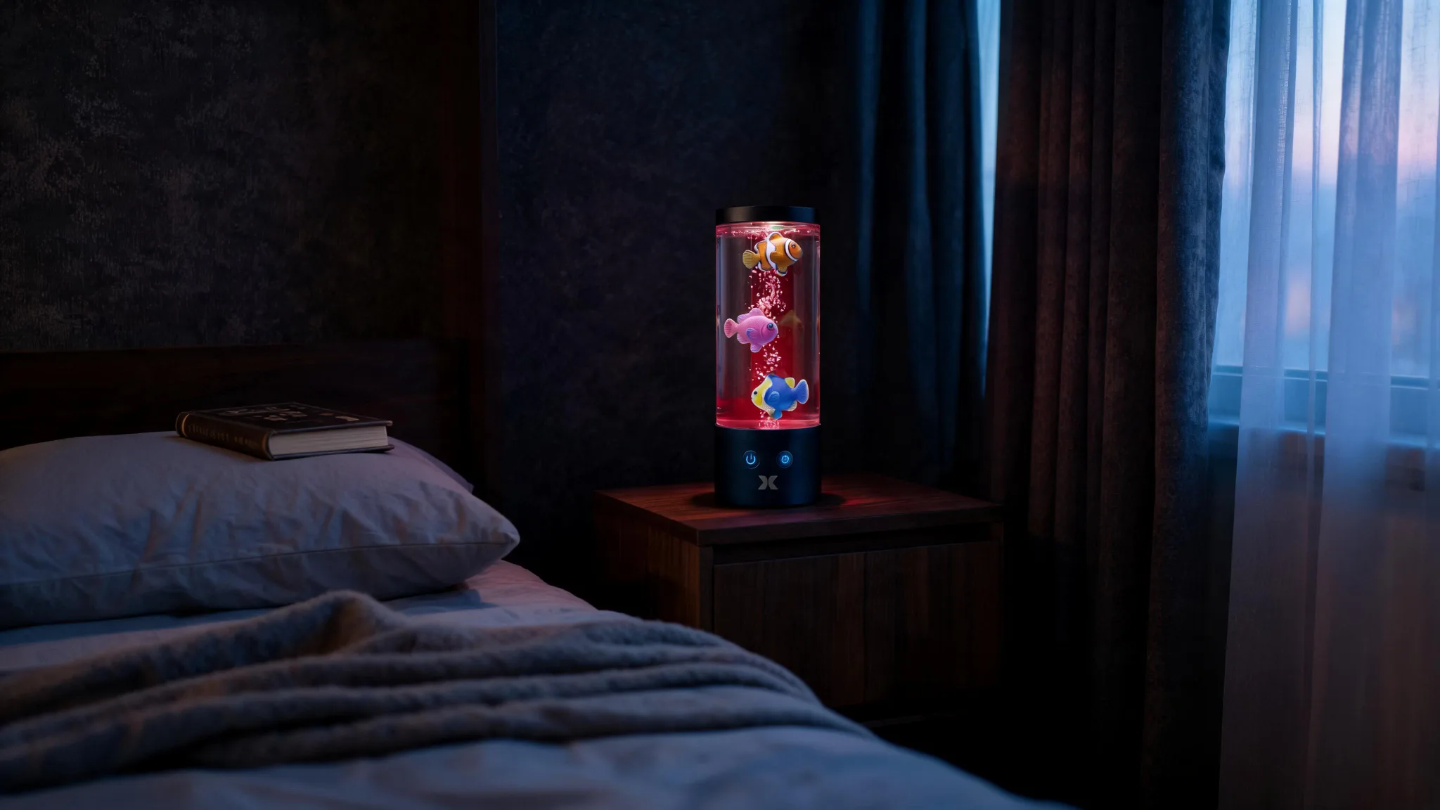 Tropical Fish Mood Lamp, Color-Changing LED Aquarium Night Light with Moving Fish, Vibrant Mood Lighting for Home & Office - Scene 8