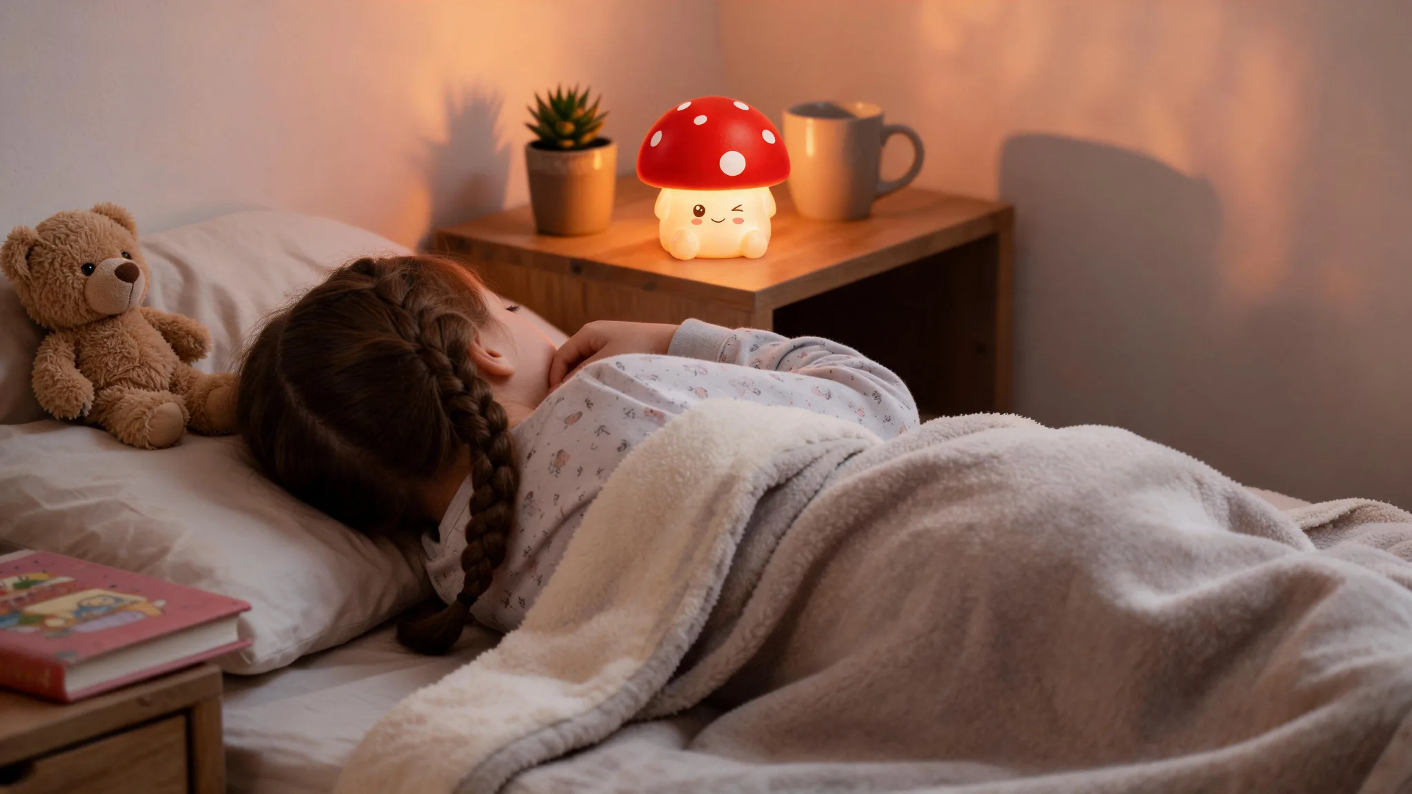 Xtreme Lit Soft Touch Mushroom LED Night Light – Tap Control RGB Color Changing Lamp with Sleep Timer - Scene 4