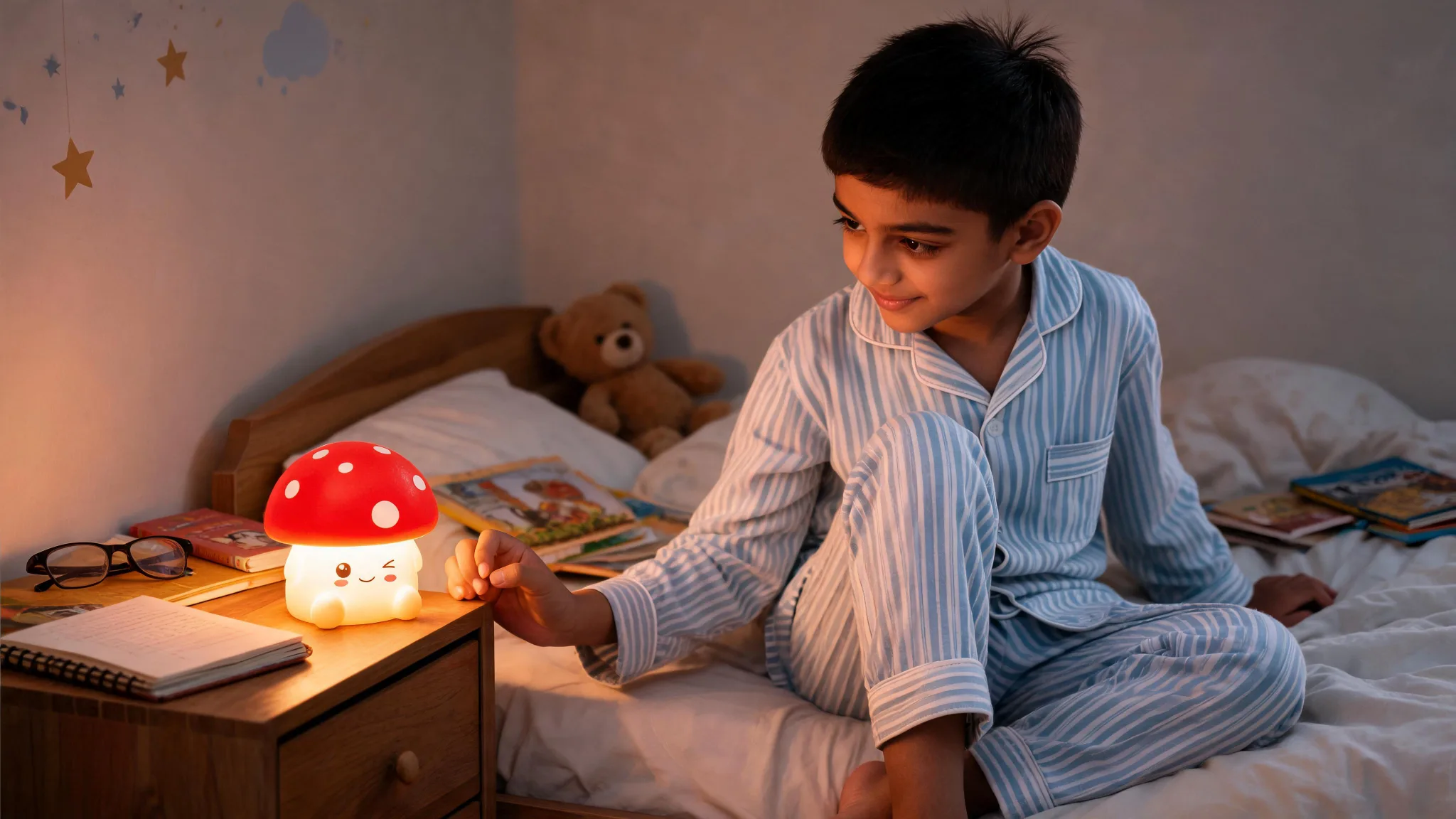Xtreme Lit Soft Touch Mushroom LED Night Light – Tap Control RGB Color Changing Lamp with Sleep Timer - Scene 7