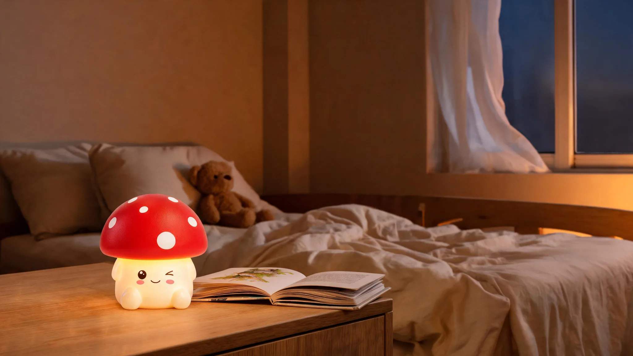 Xtreme Lit Soft Touch Mushroom LED Night Light – Tap Control RGB Color Changing Lamp with Sleep Timer - Scene 6