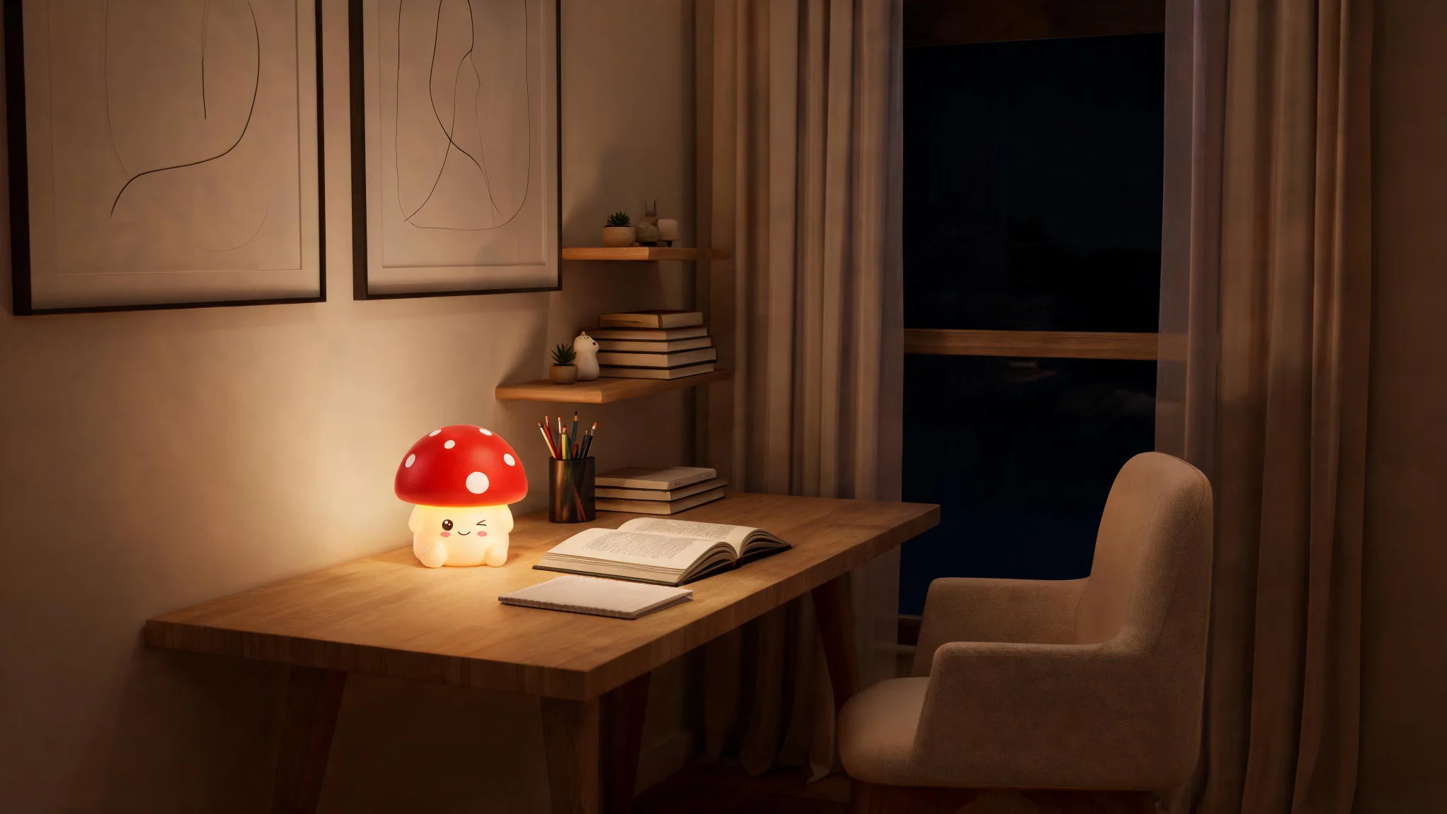 Xtreme Lit Soft Touch Mushroom LED Night Light – Tap Control RGB Color Changing Lamp with Sleep Timer - Scene 8