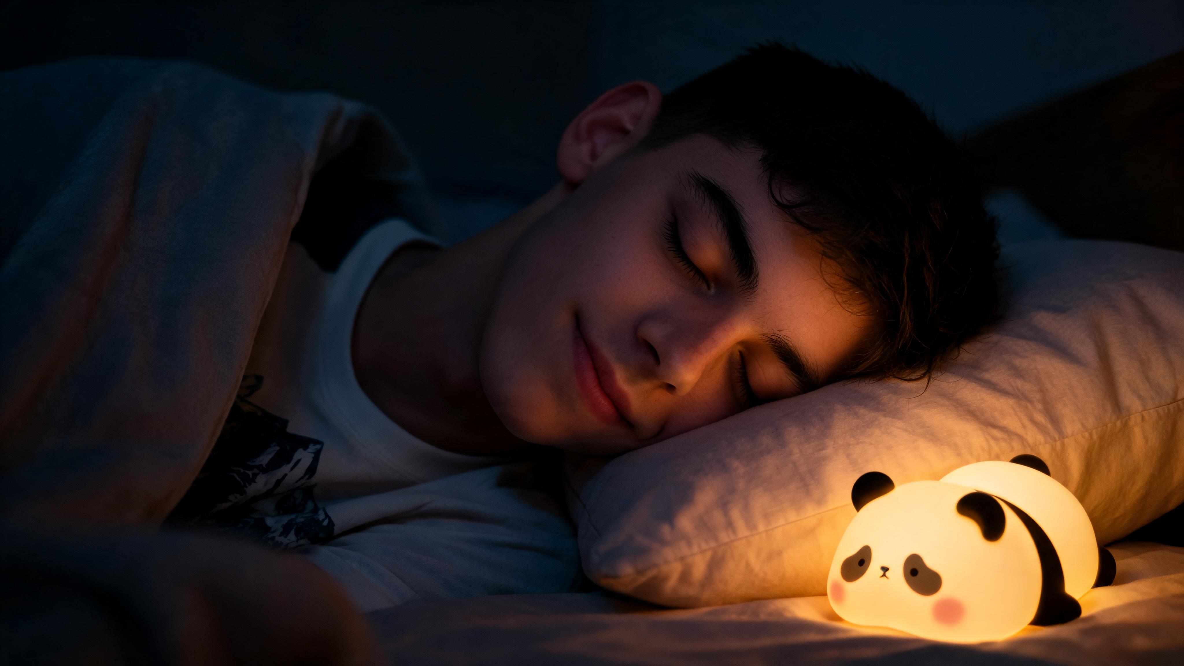 Soft Touch Panda LED Night Light – Tap Control RGB Color Changing Lamp with Sleep Timer - Scene 5