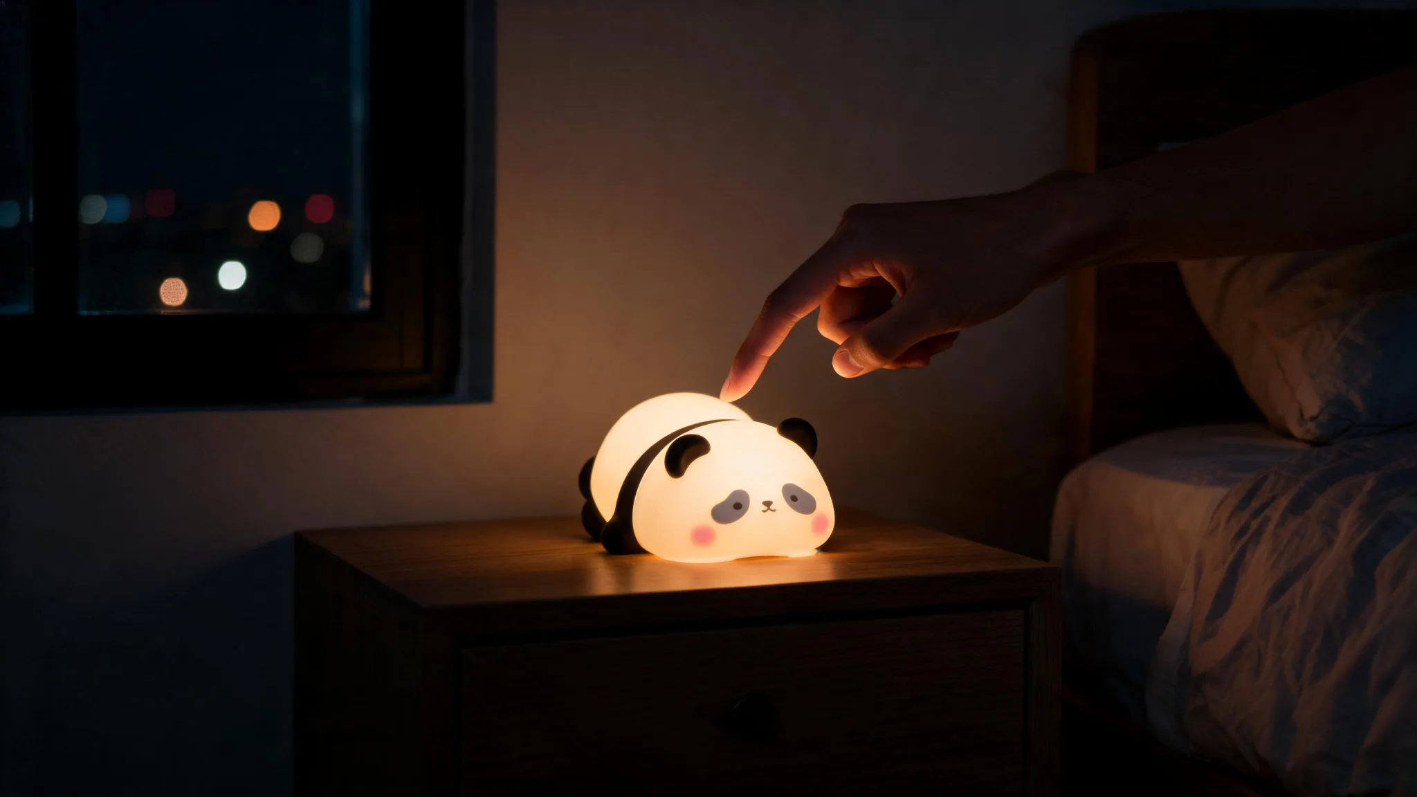 Soft Touch Panda LED Night Light – Tap Control RGB Color Changing Lamp with Sleep Timer - Scene 4