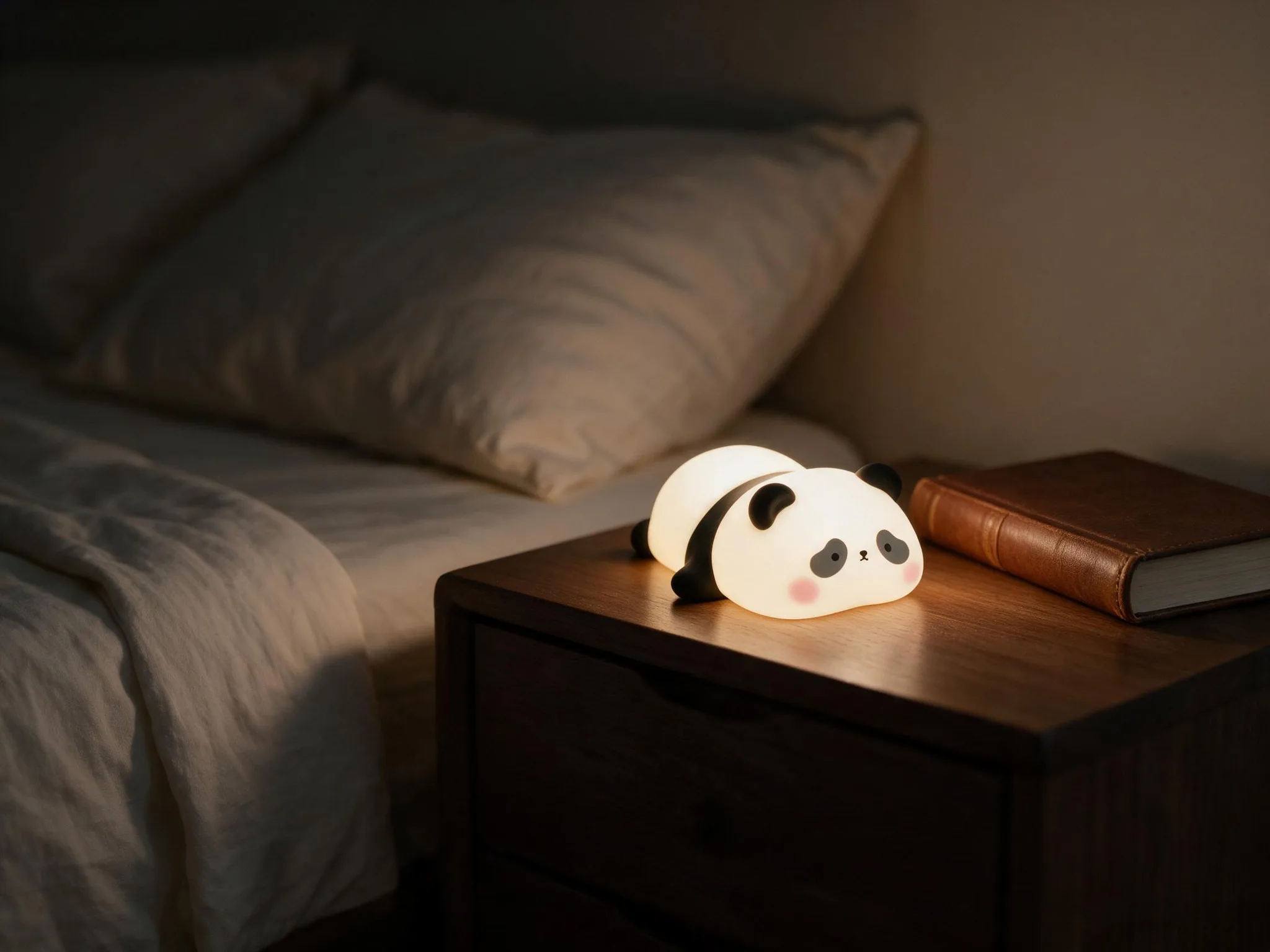 Soft Touch Panda LED Night Light – Tap Control RGB Color Changing Lamp with Sleep Timer - Scene 4