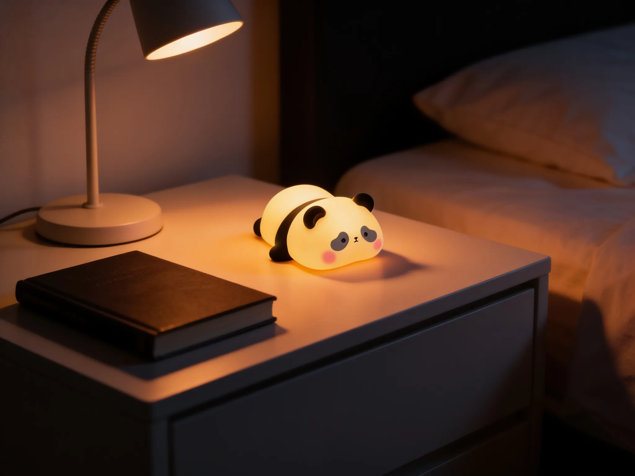 Soft Touch Panda LED Night Light – Tap Control RGB Color Changing Lamp with Sleep Timer - Scene 6