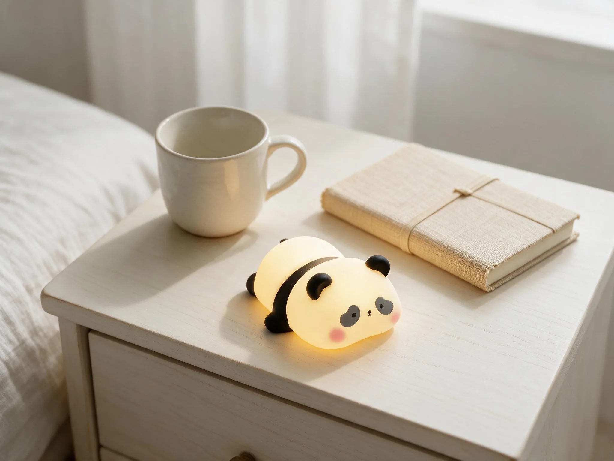 Soft Touch Panda LED Night Light – Tap Control RGB Color Changing Lamp with Sleep Timer - Scene 8