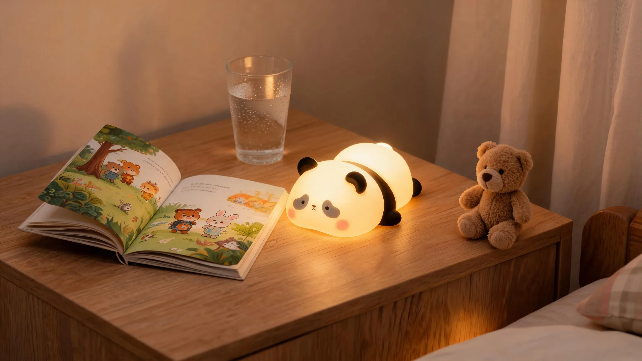 Soft Touch Panda LED Night Light – Tap Control RGB Color Changing Lamp with Sleep Timer - Scene 7