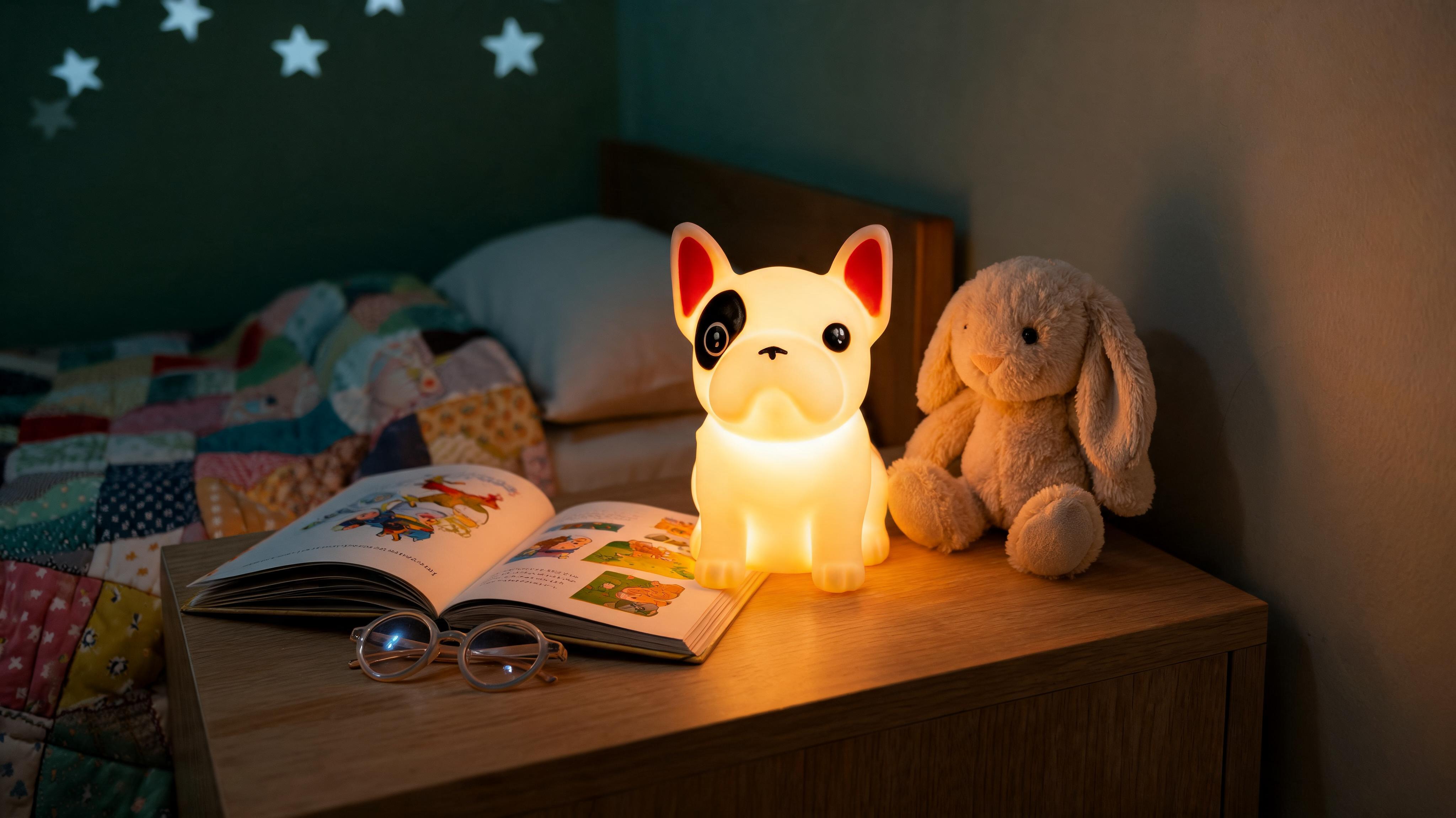 Soft Touch French Bulldog LED Night Light – Tap Control RGB Color Changing Lamp with Sleep Timer - Slide 2