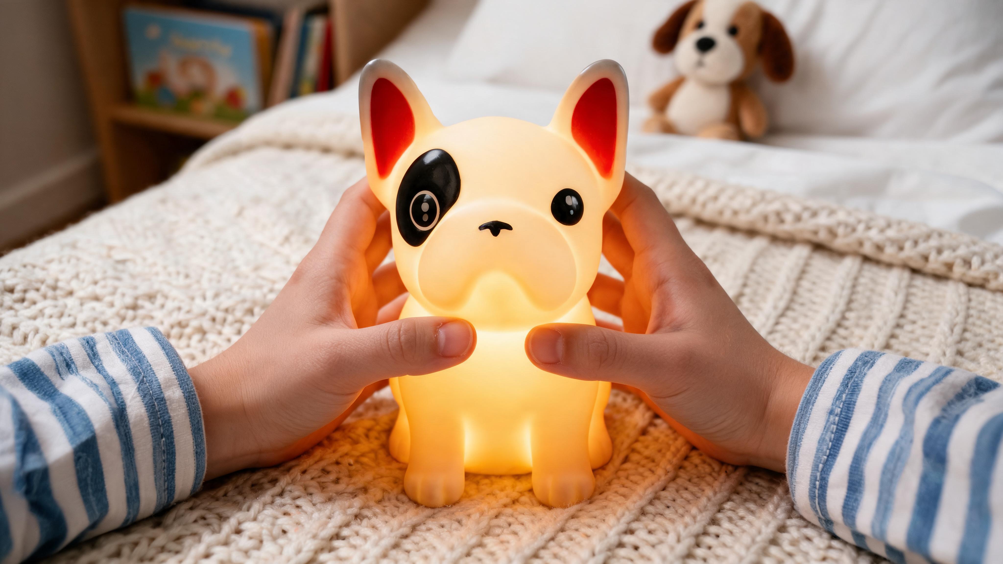 Soft Touch French Bulldog LED Night Light – Tap Control RGB Color Changing Lamp with Sleep Timer - Slide 3