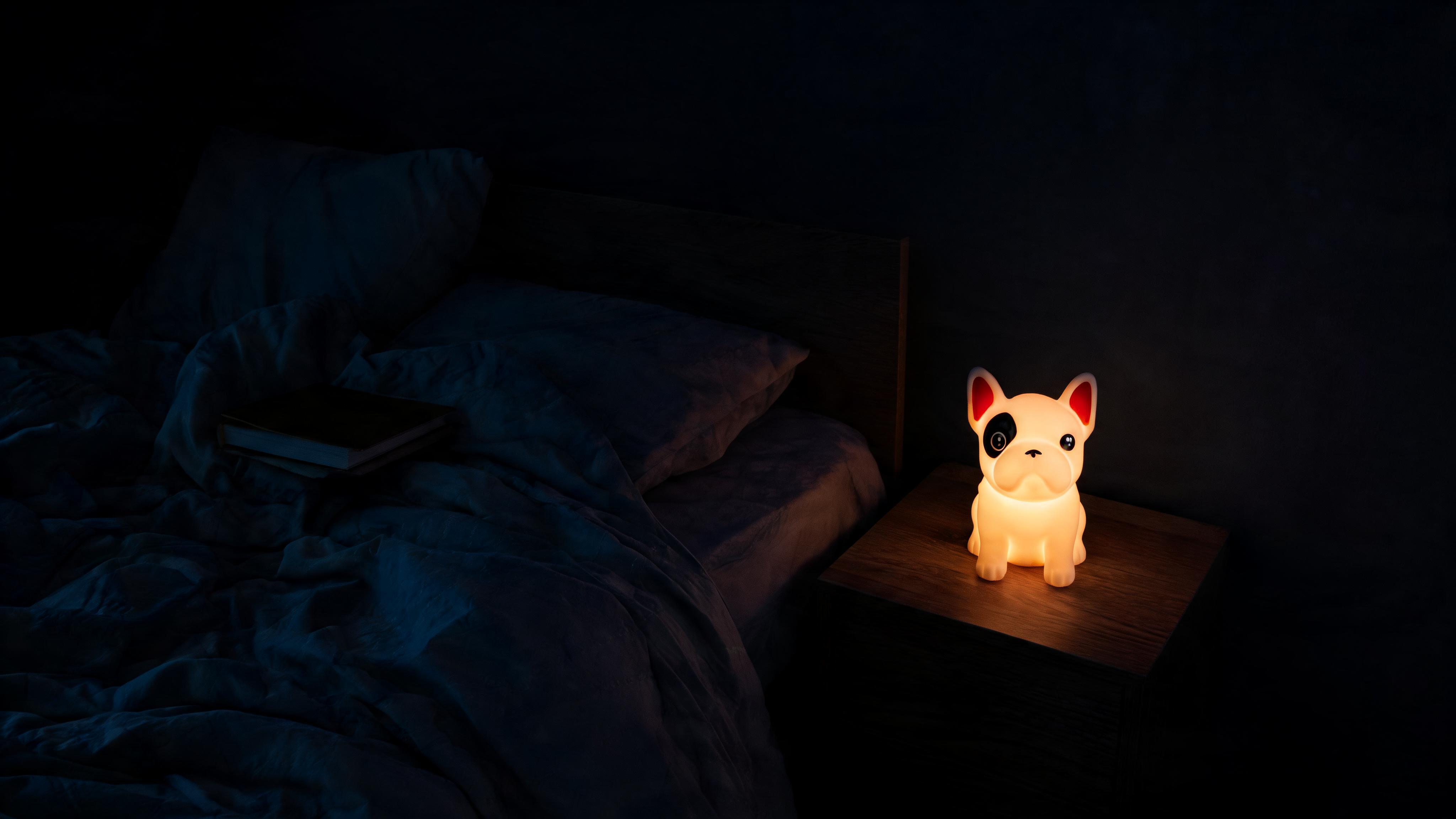 Soft Touch French Bulldog LED Night Light – Tap Control RGB Color Changing Lamp with Sleep Timer - Scene 9