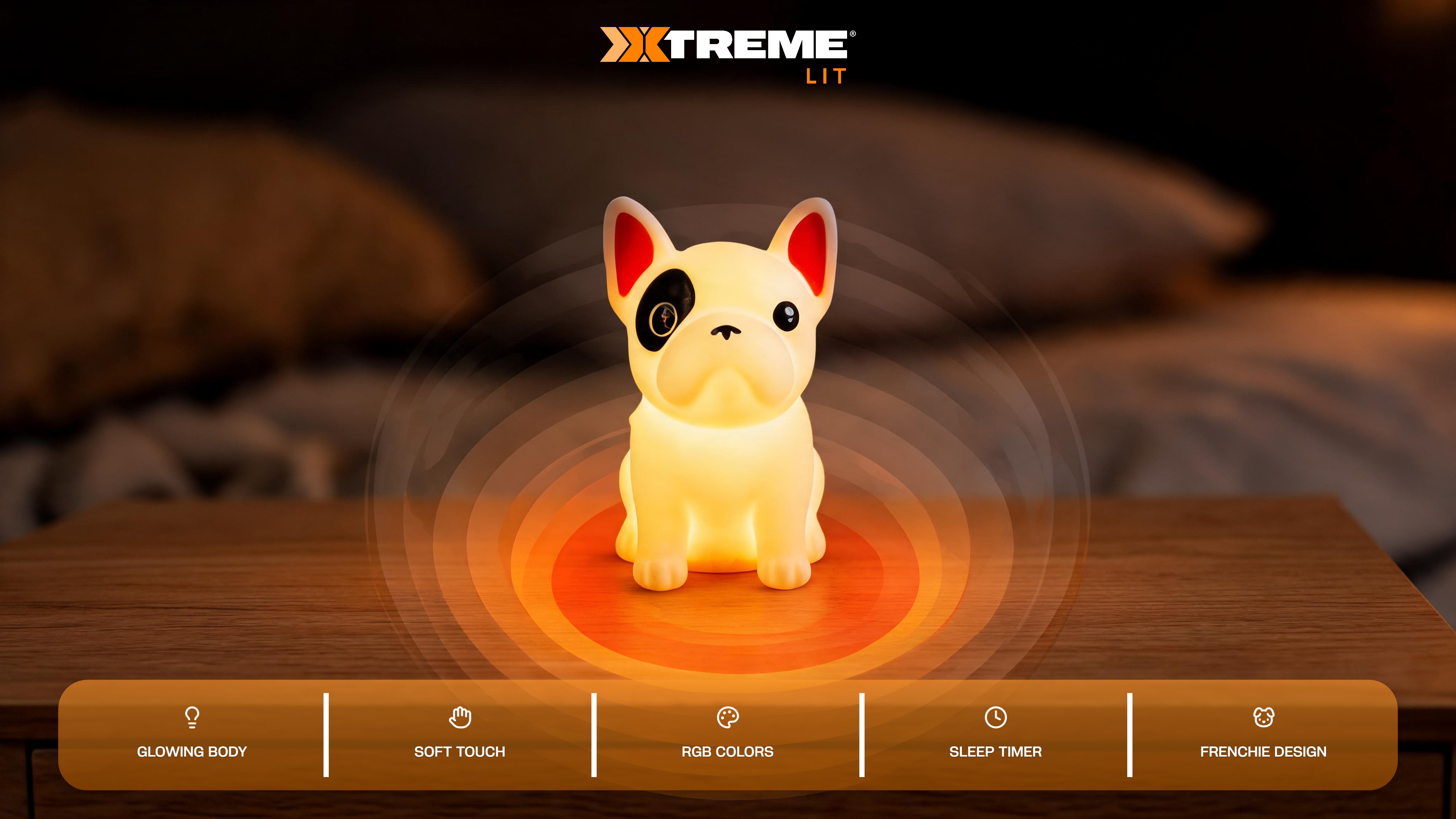 Soft Touch French Bulldog LED Night Light – Tap Control RGB Color Changing Lamp with Sleep Timer - Scene 2
