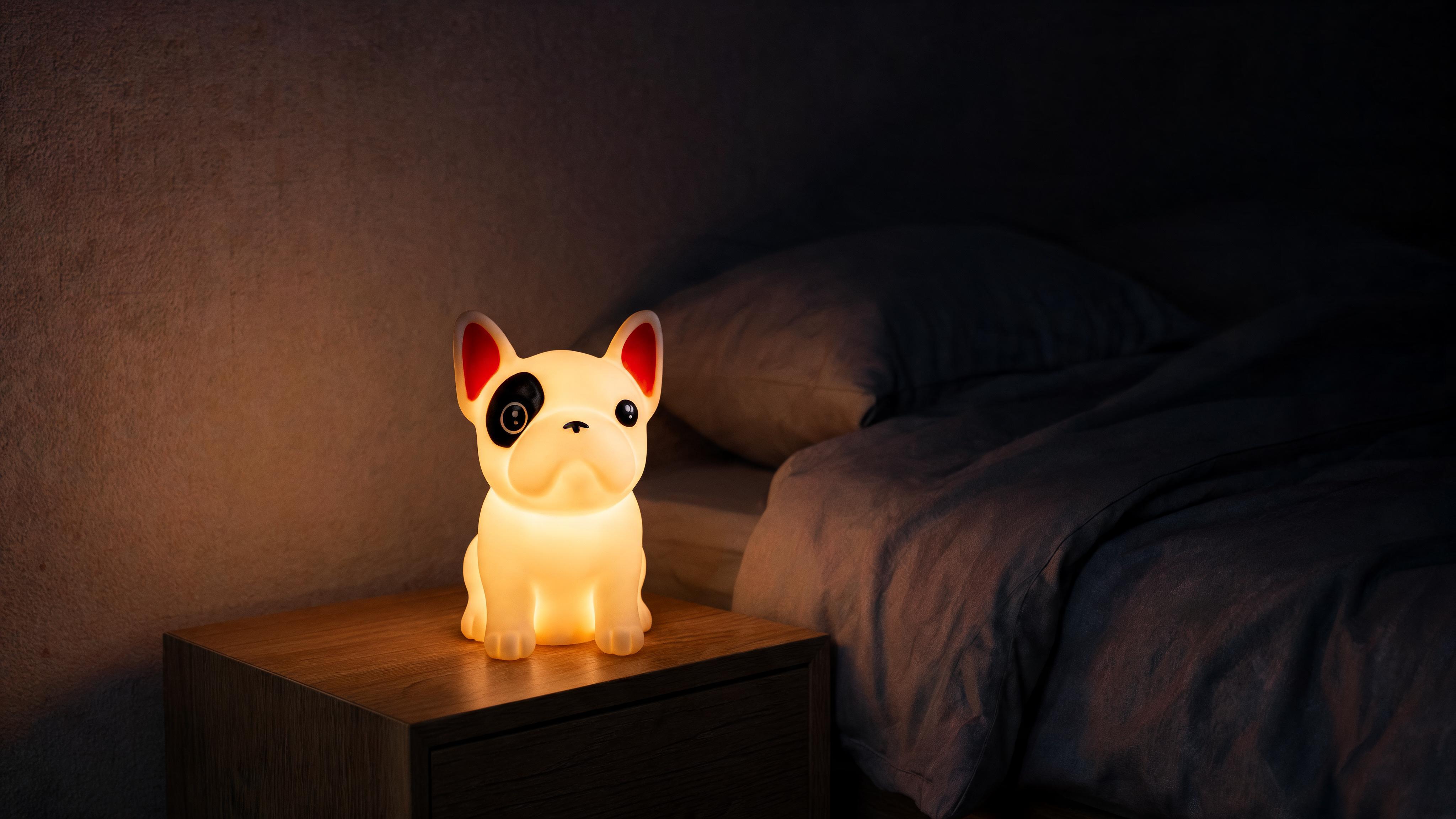 Soft Touch French Bulldog LED Night Light – Tap Control RGB Color Changing Lamp with Sleep Timer - Scene 6