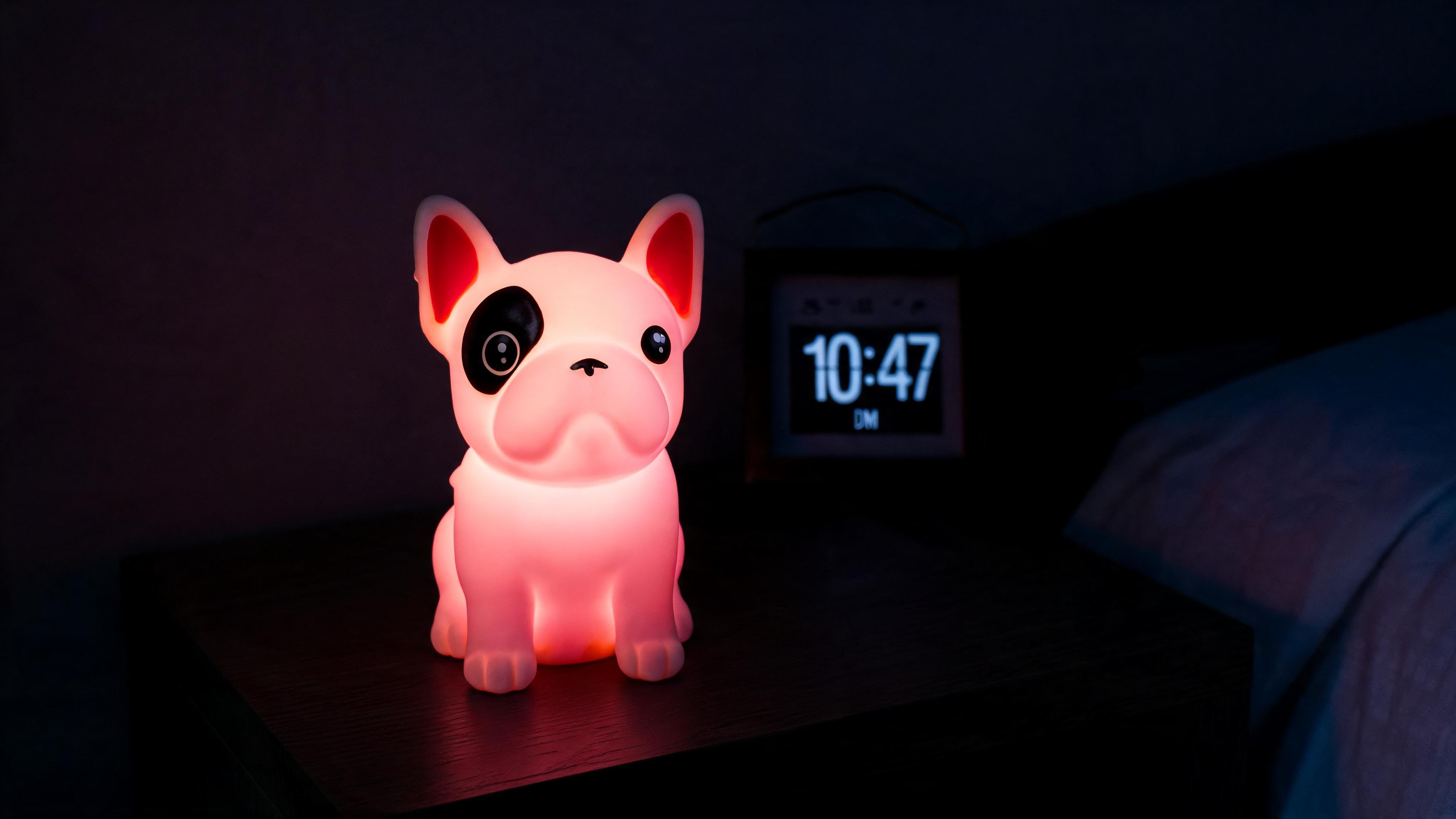 Soft Touch French Bulldog LED Night Light – Tap Control RGB Color Changing Lamp with Sleep Timer - Scene 5