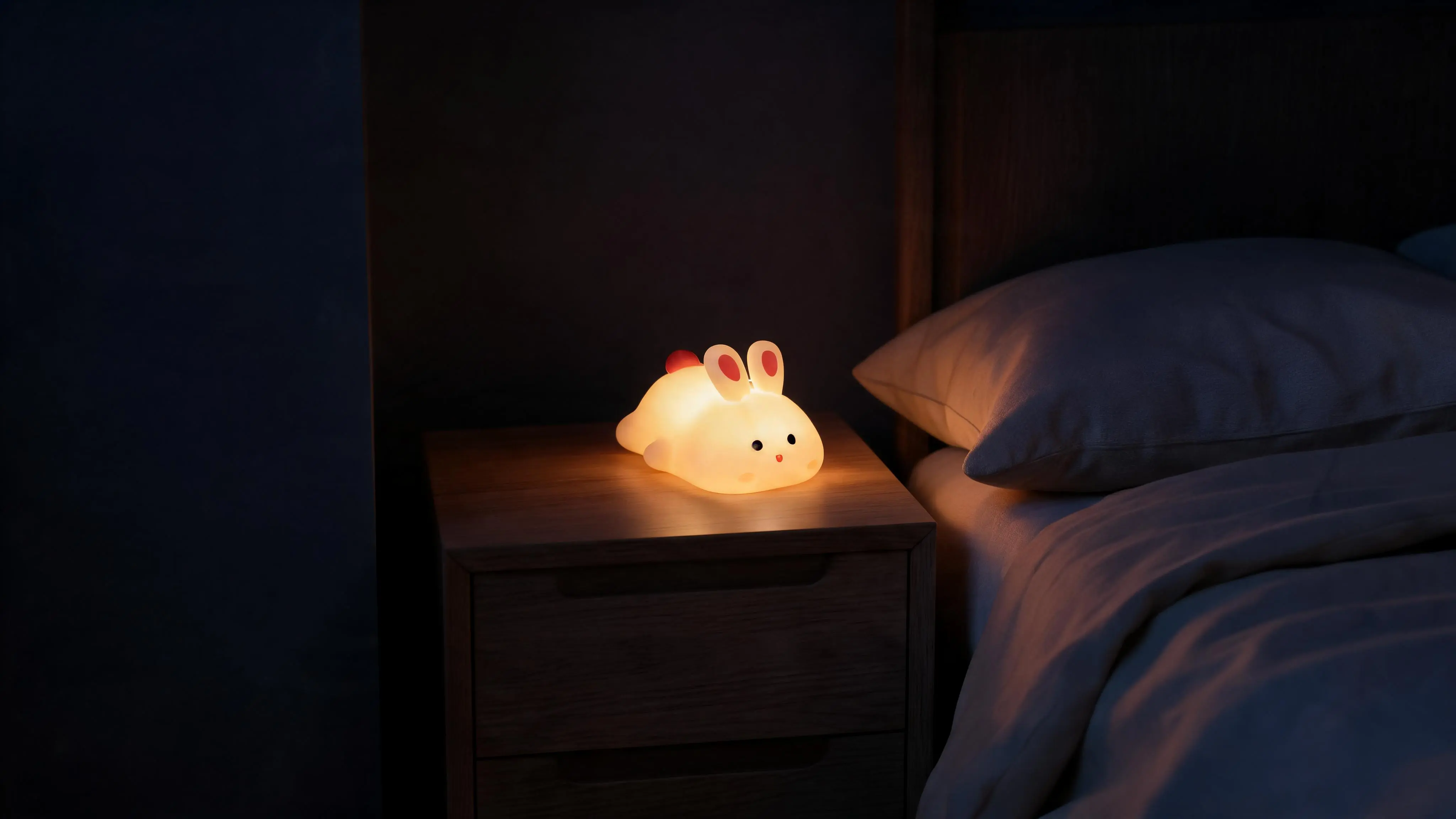 Soft Touch Bunny LED Night Light – Tap Control RGB Color Changing Lamp with Sleep Timer - Scene 4