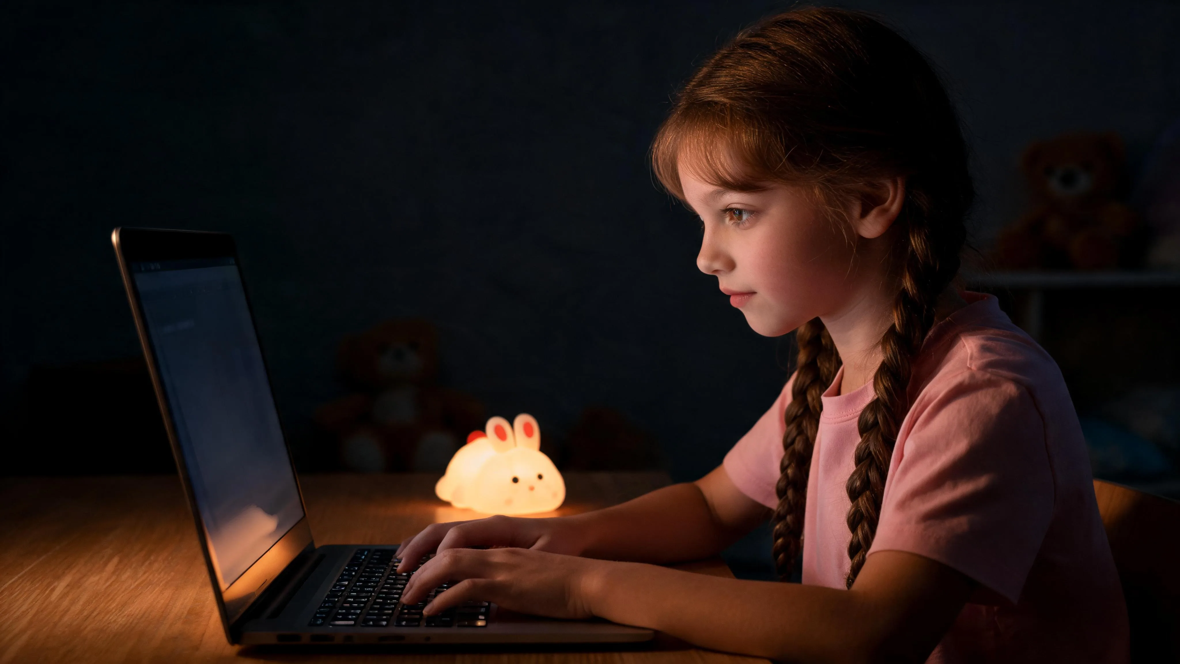 Soft Touch Bunny LED Night Light – Tap Control RGB Color Changing Lamp with Sleep Timer - Scene 5